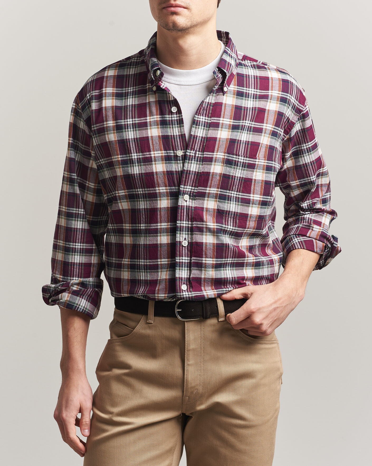 Herr | Skjortor | Kamakura Shirts | Vintage Ivy Button Down Shirt Red Madras