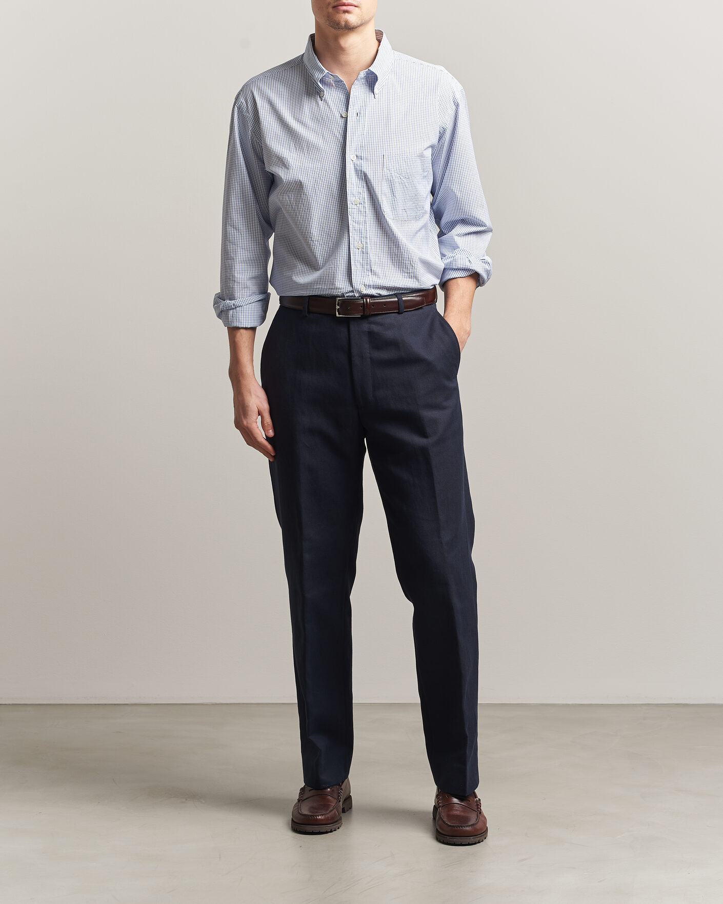 Herr | Skjortor | Kamakura Shirts | Vintage Ivy Button Down Shirt Blue Check