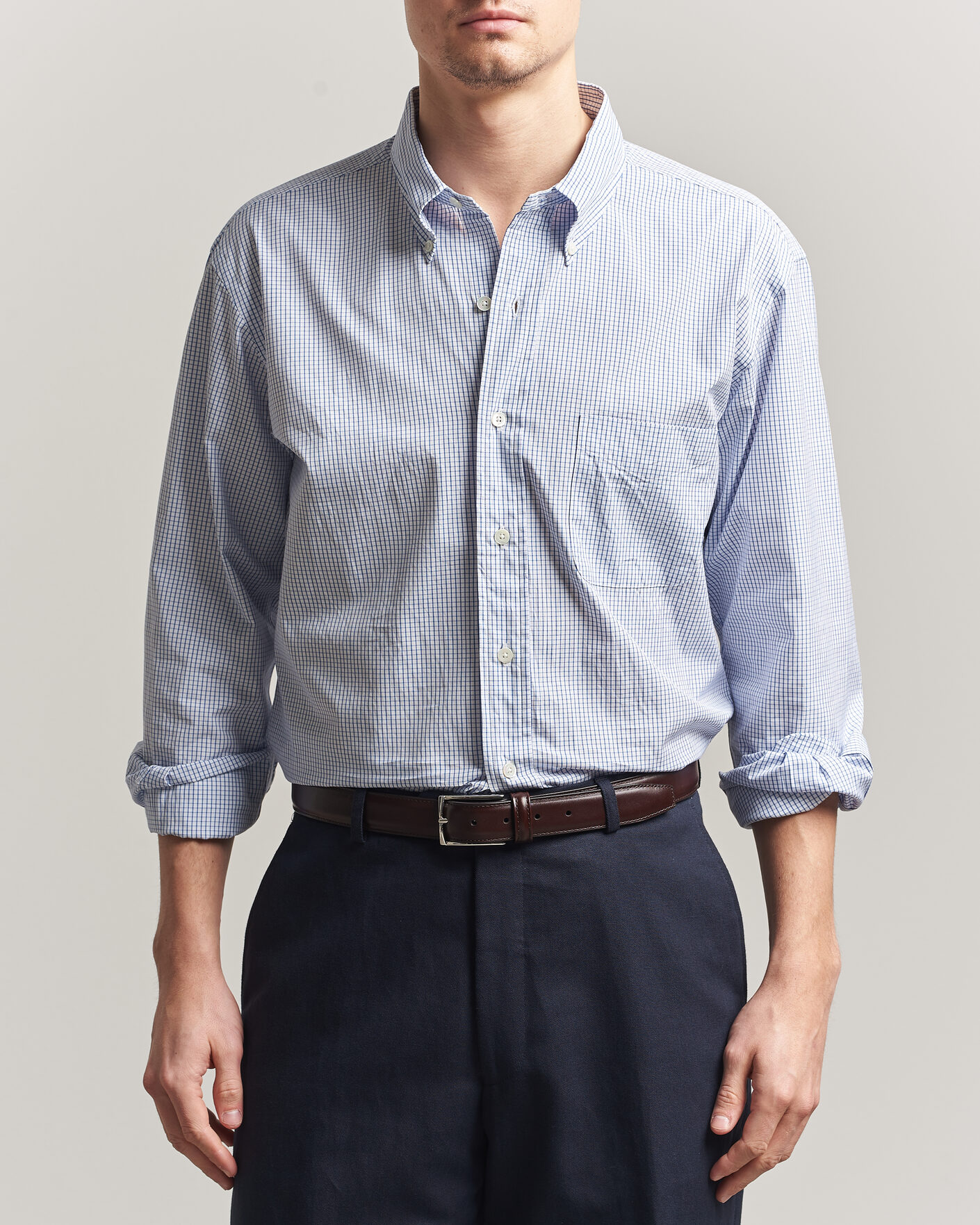 Herr | Skjortor | Kamakura Shirts | Vintage Ivy Button Down Shirt Blue Check