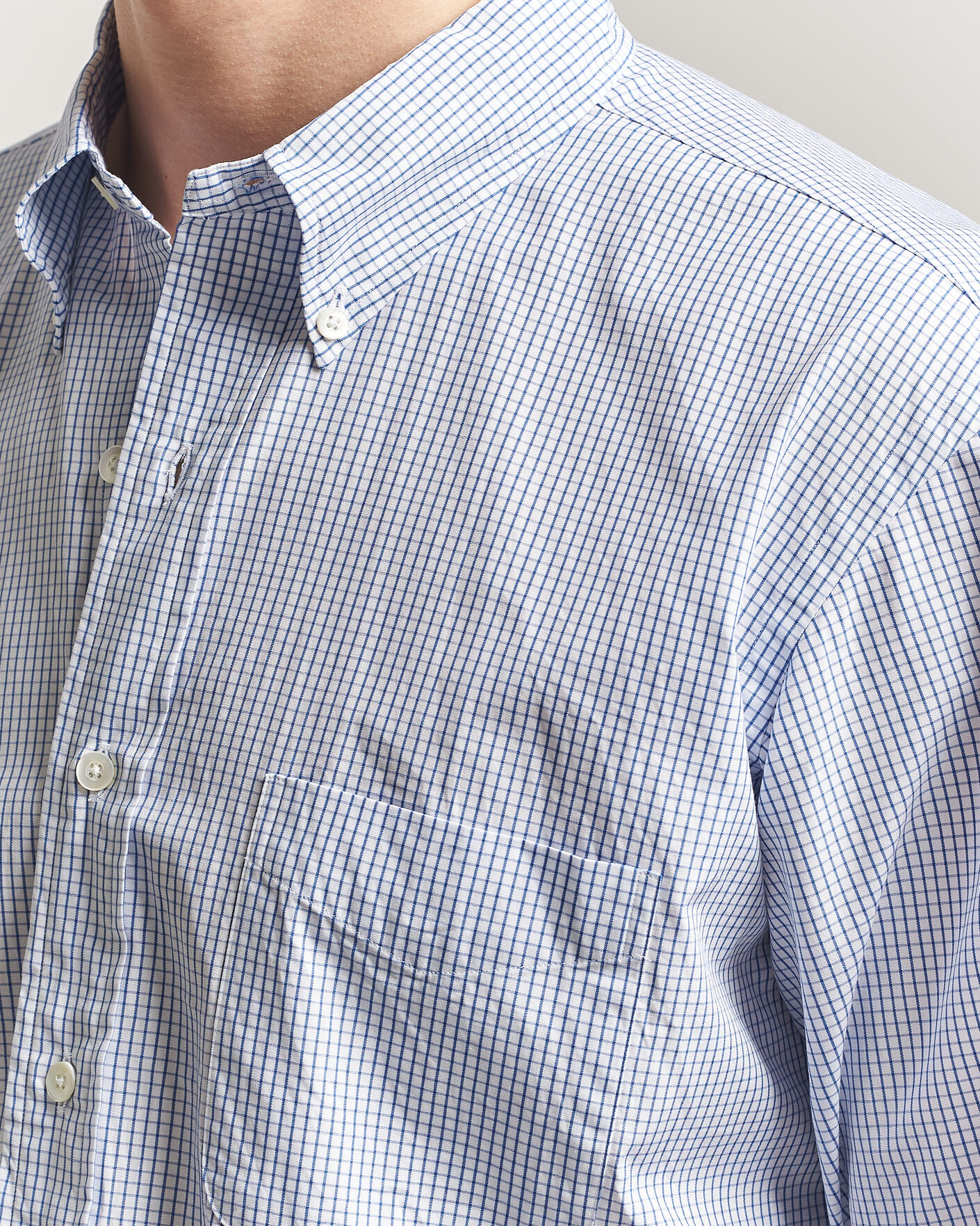 Herr | Skjortor | Kamakura Shirts | Vintage Ivy Button Down Shirt Blue Check