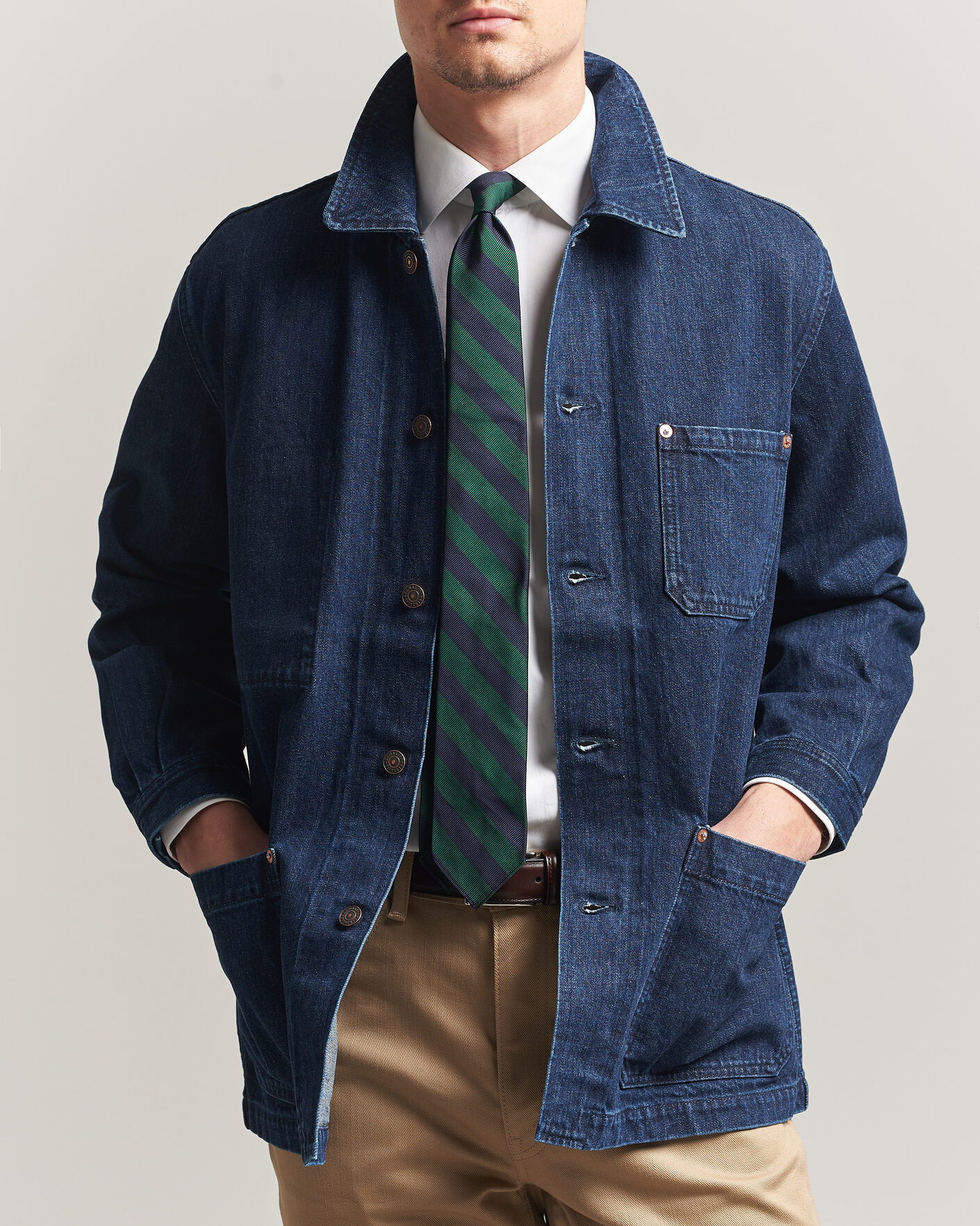 Herr | Jackor | Kamakura Shirts | French Work Jacket Dark Denim