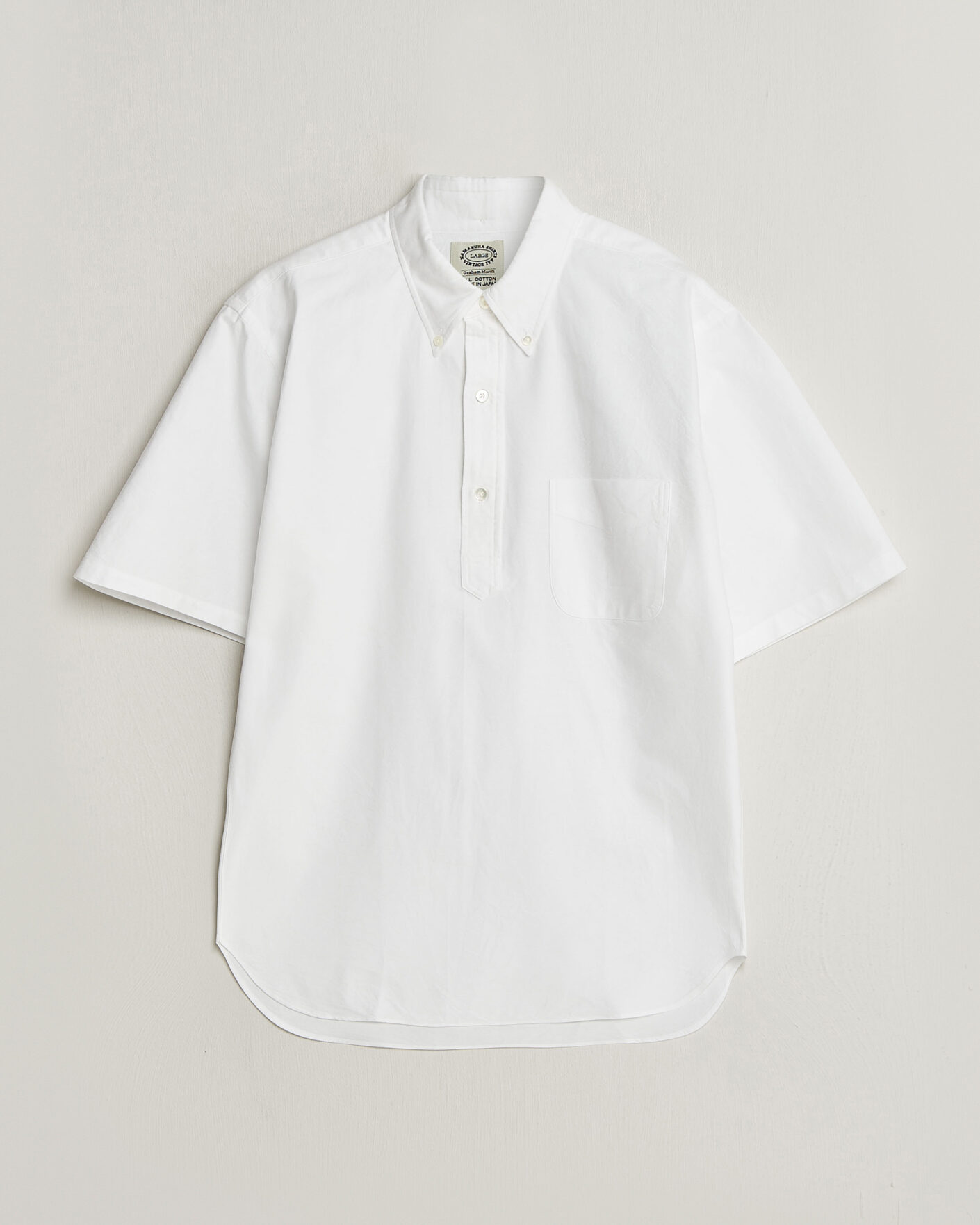 Herr | Skjortor | Kamakura Shirts | Vintage Ivy Half Sleeve Oxford Popover White