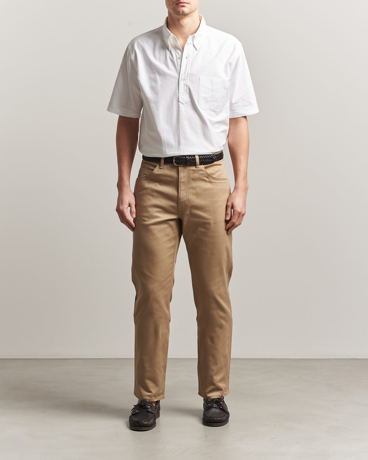 Herr | Skjortor | Kamakura Shirts | Vintage Ivy Half Sleeve Oxford Popover White