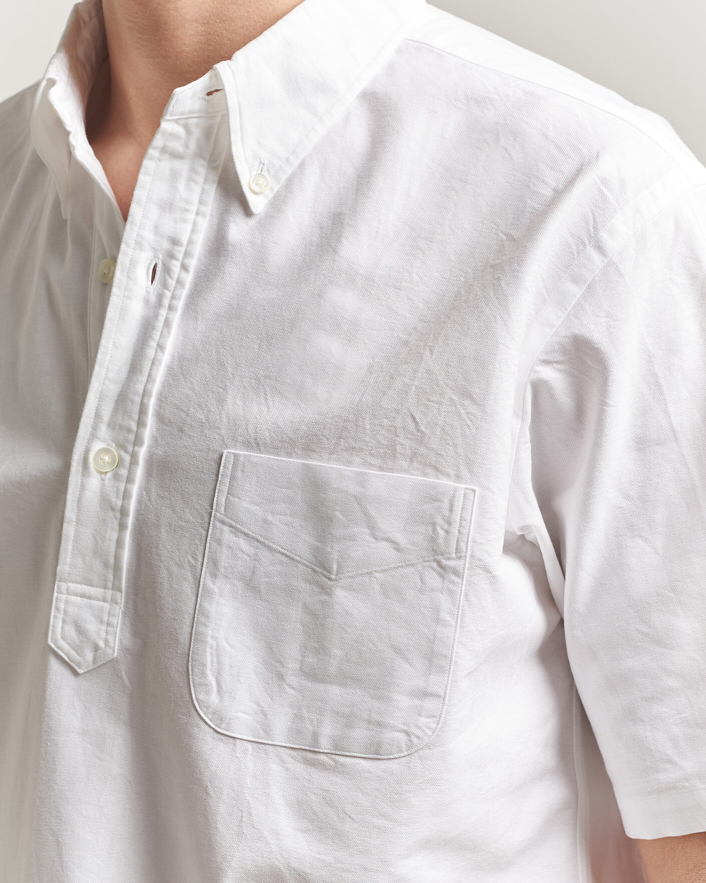 Herr | Skjortor | Kamakura Shirts | Vintage Ivy Half Sleeve Oxford Popover White
