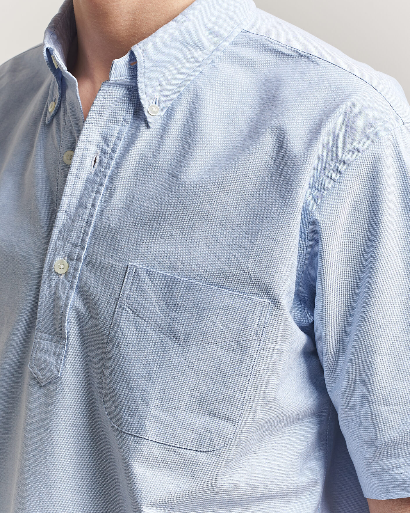 Herr | Skjortor | Kamakura Shirts | Vintage Ivy Half Sleeve Oxford Popover Light Blue