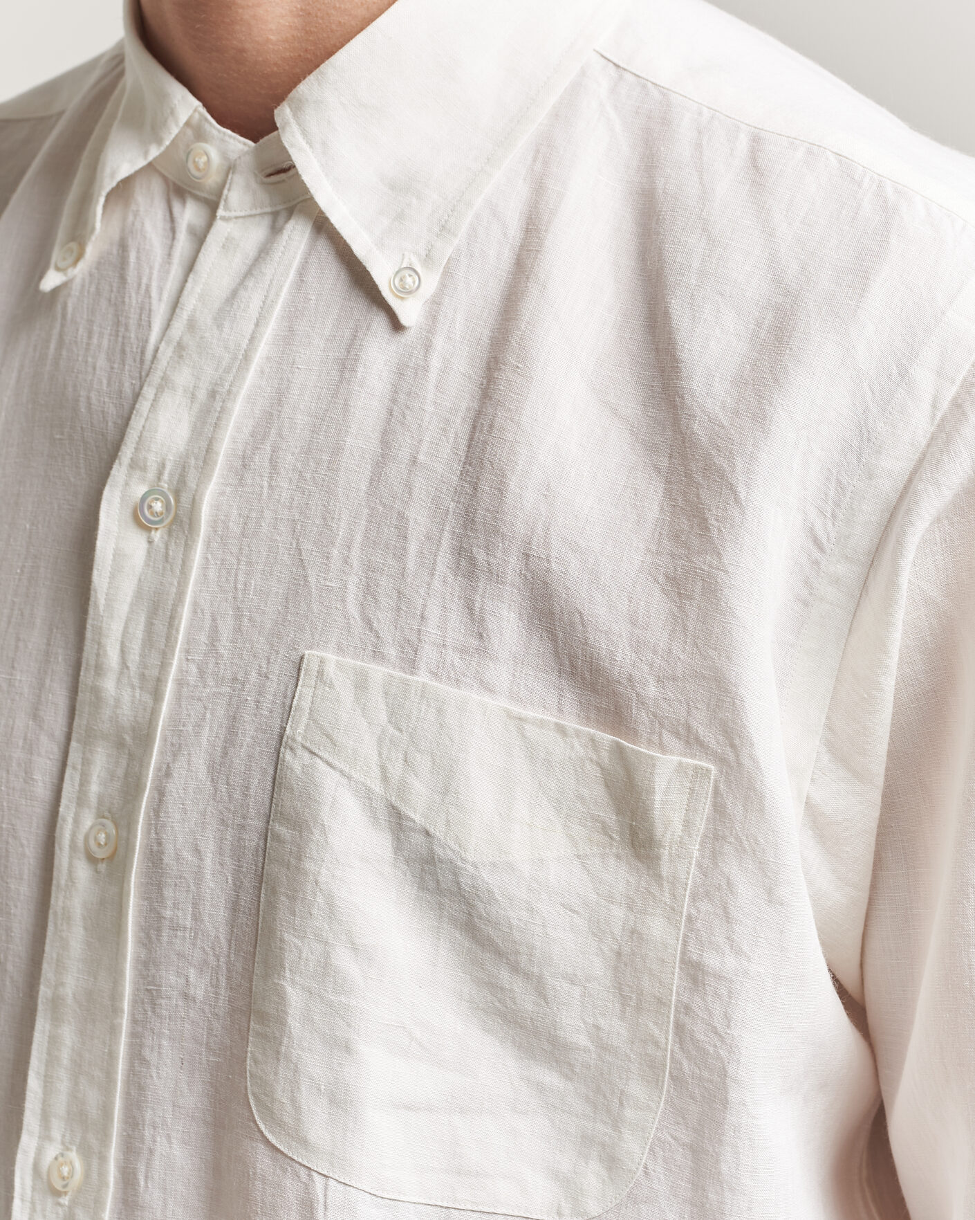 Herr | Skjortor | Kamakura Shirts | Linen Ametora Shirt White