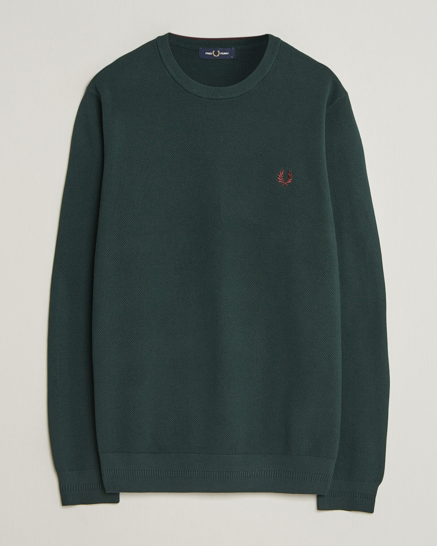 Herr | Tröjor | Fred Perry | Piqué Stitched Sweater Grassroots Green