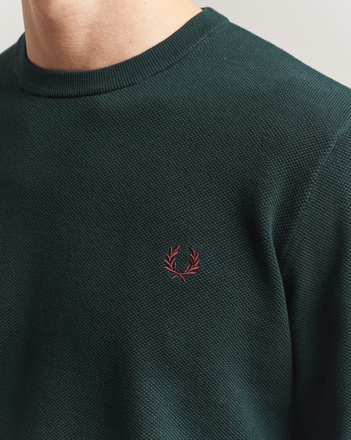 Herr | Tröjor | Fred Perry | Piqué Stitched Sweater Grassroots Green