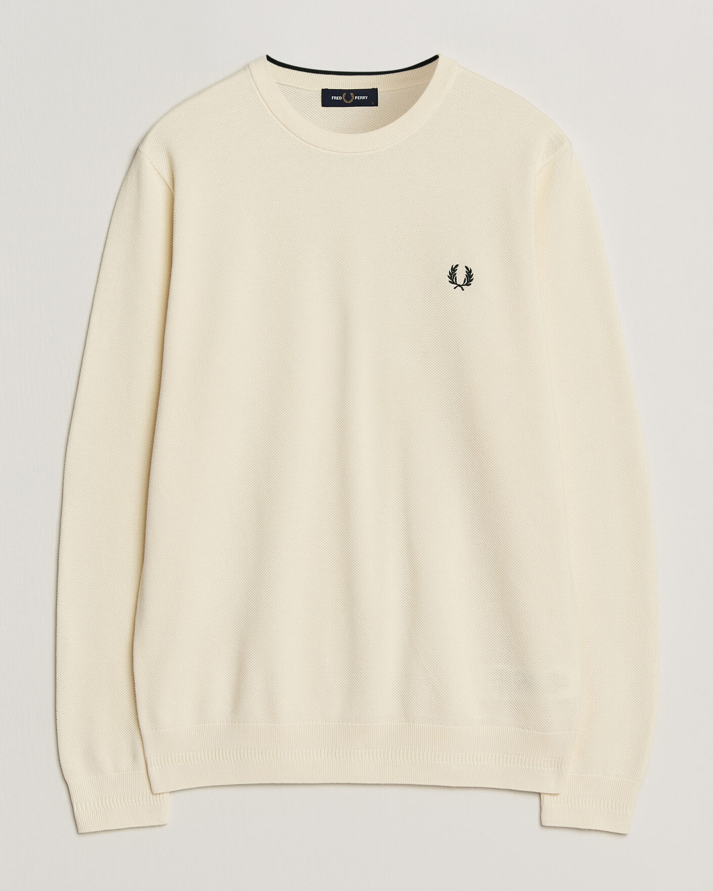 Herr | Tröjor | Fred Perry | Piqué Stitched Sweater Ecru