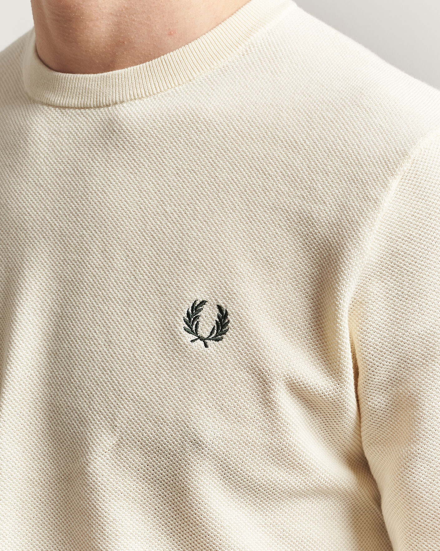 Herr | Tröjor | Fred Perry | Piqué Stitched Sweater Ecru