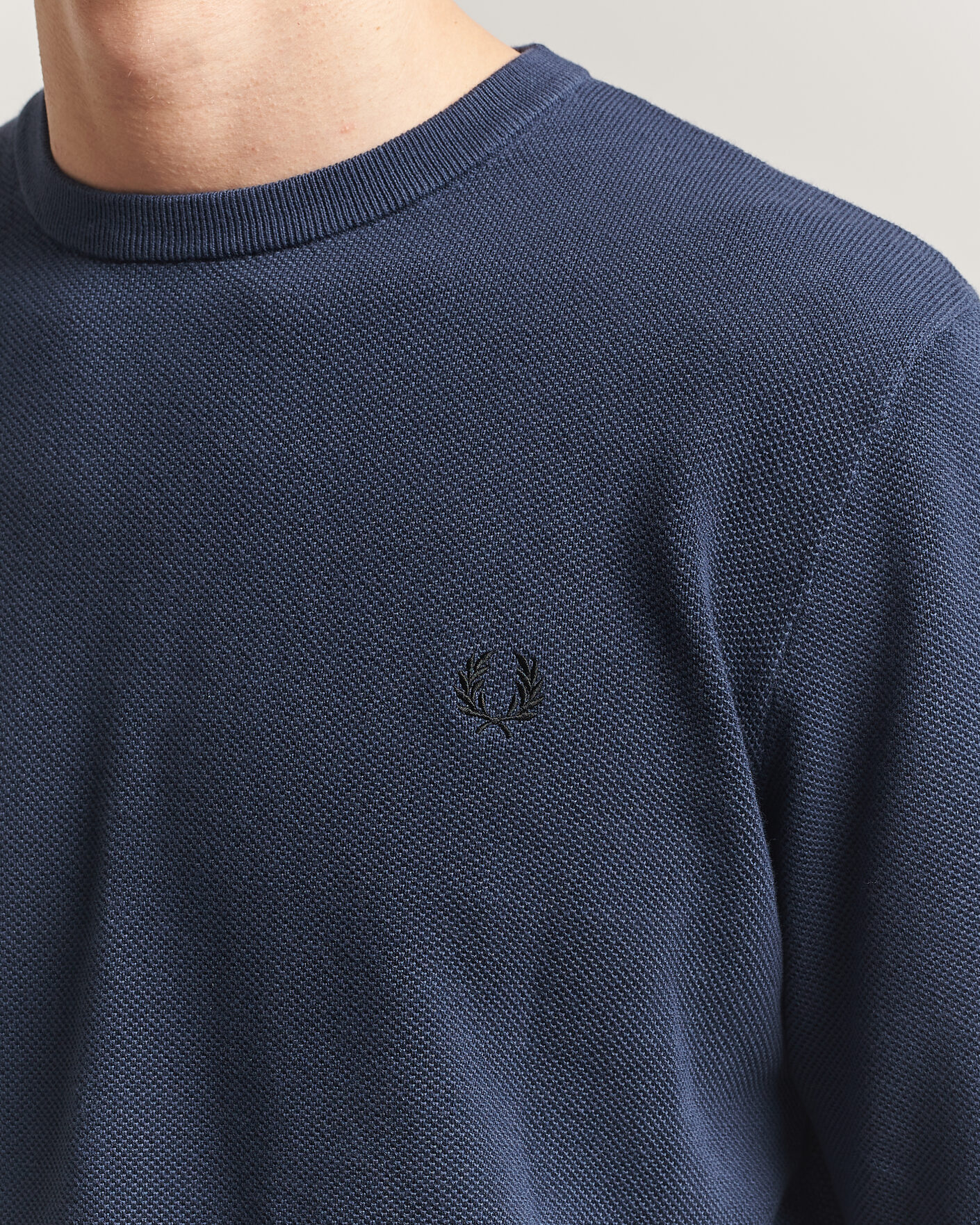 Herr | Tröjor | Fred Perry | Piqué Stitched Sweater Dark Airforce