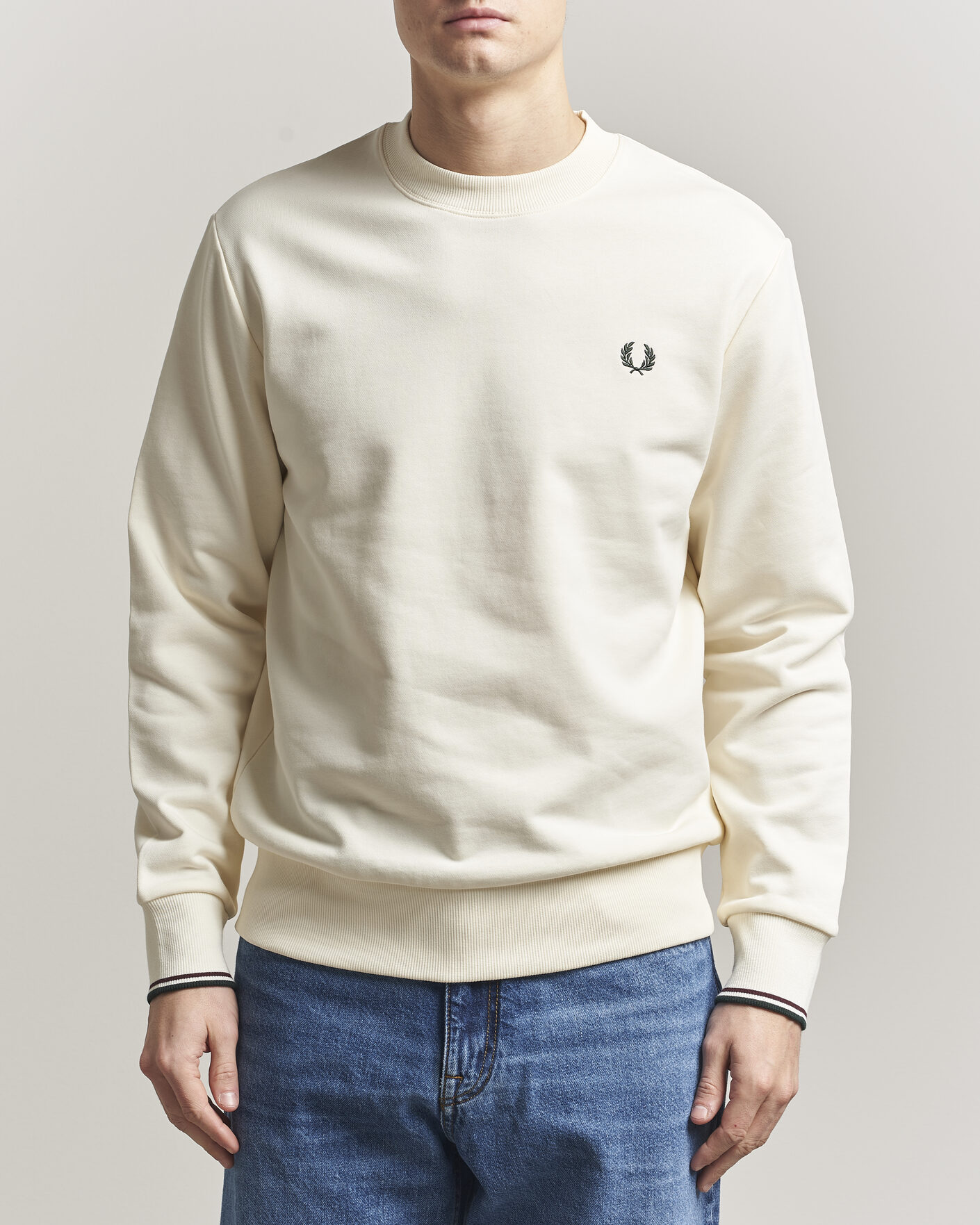 Herr | Tröjor | Fred Perry | Crew Neck Sweatshirt Ecru