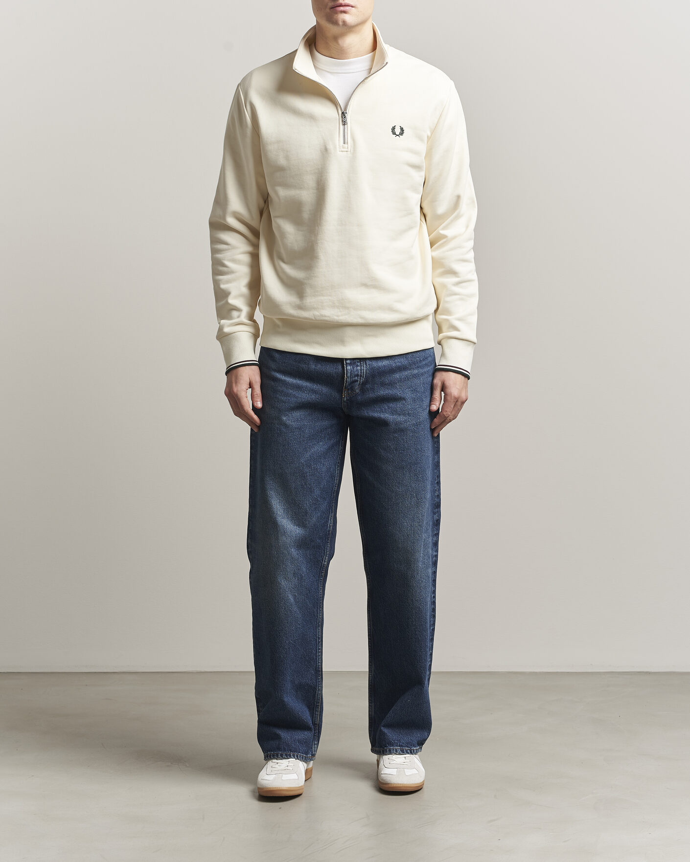 Herr | Tröjor | Fred Perry | Half Zip Sweatshirt Ecru