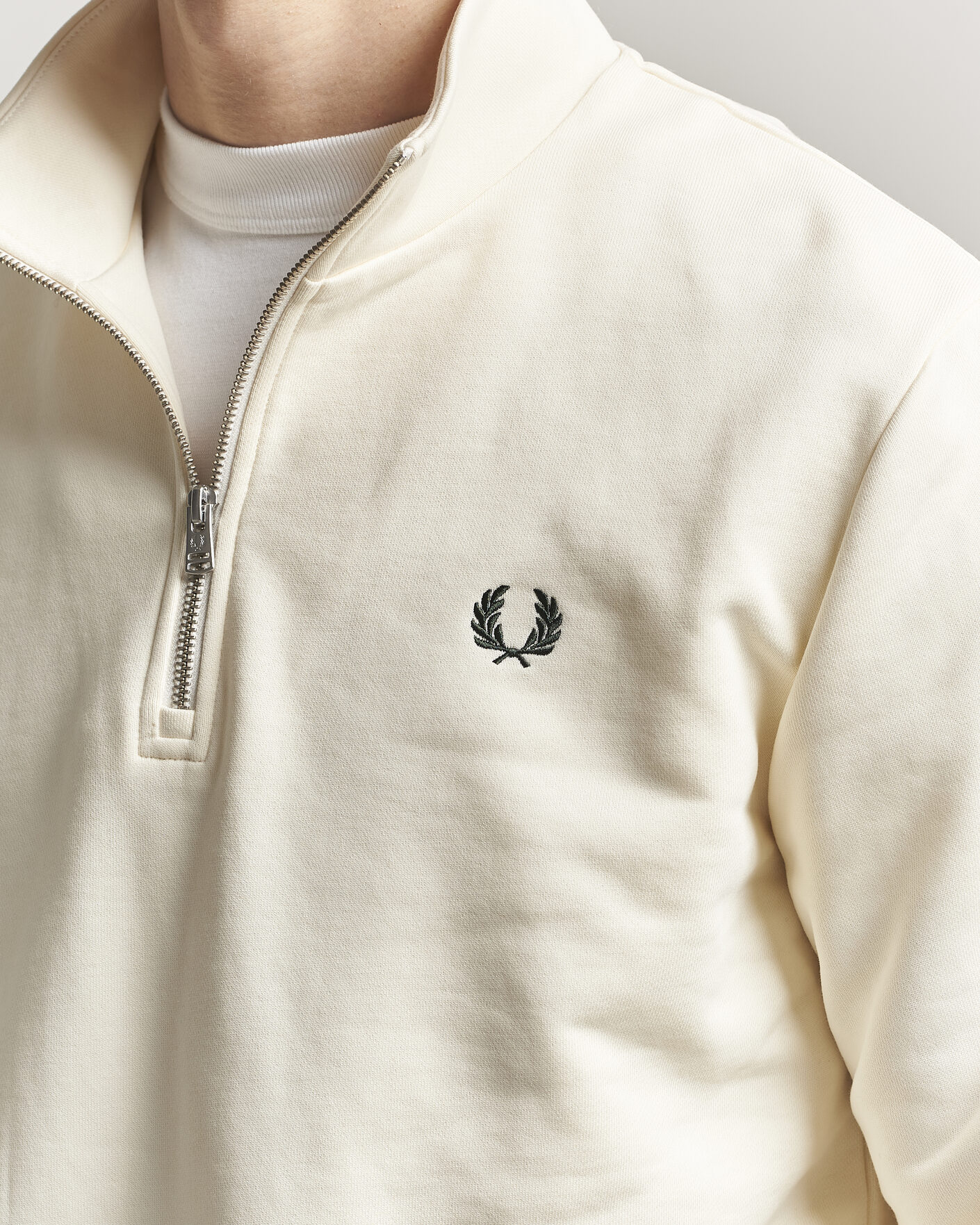 Herr | Tröjor | Fred Perry | Half Zip Sweatshirt Ecru