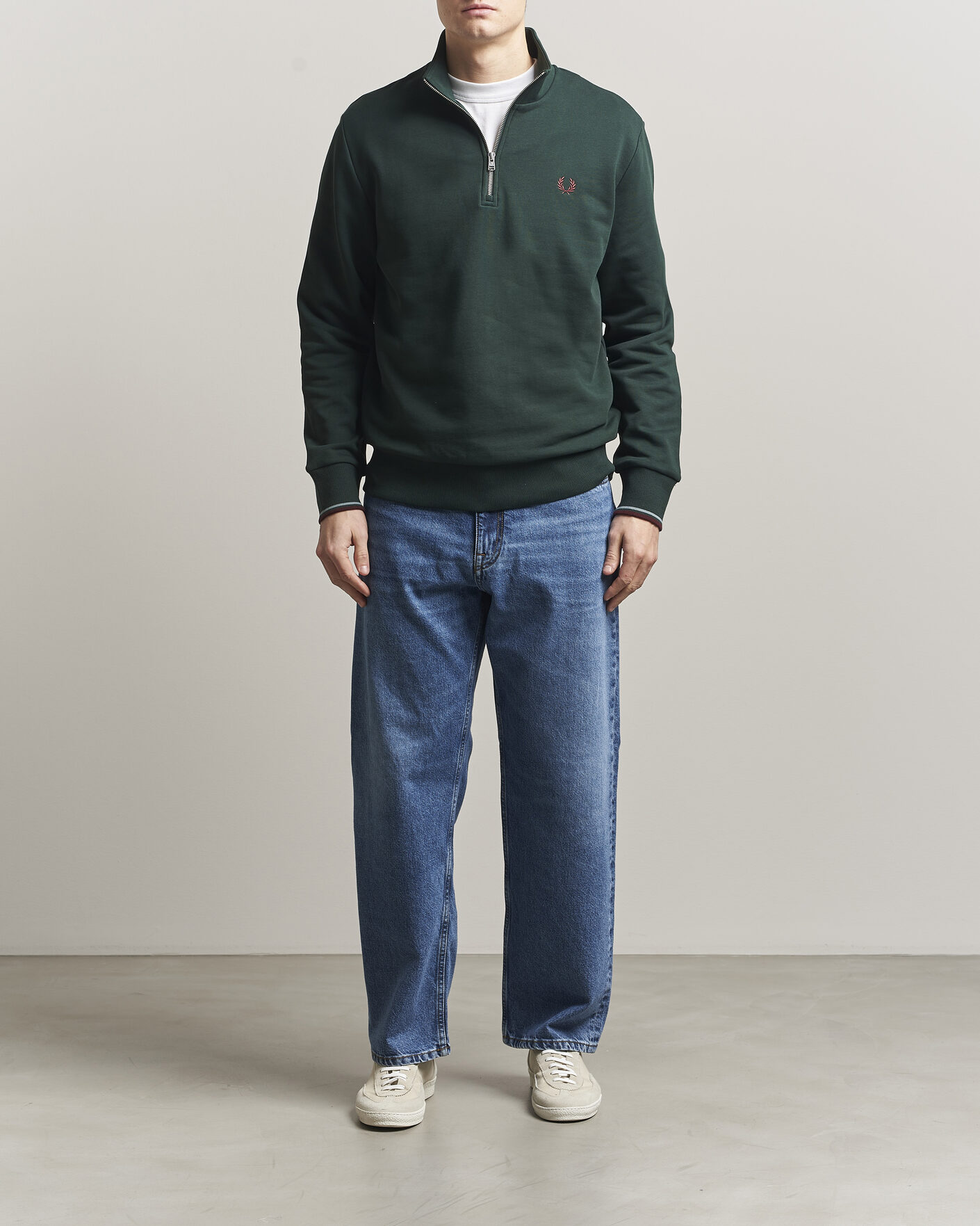 Herr | Tröjor | Fred Perry | Half Zip Sweatshirt Grassroots Green