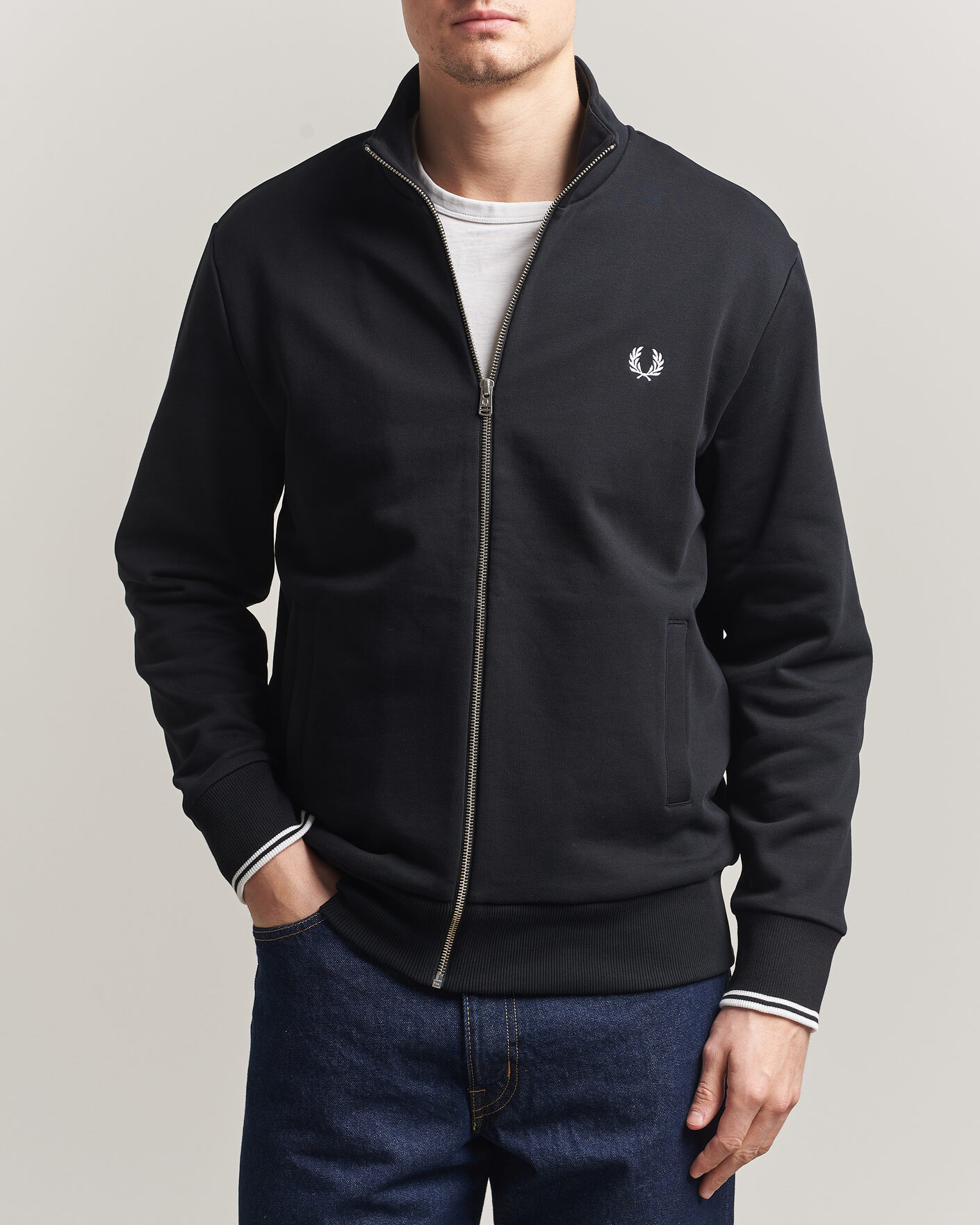 Herr | Tröjor | Fred Perry | Full Zip Sweatshirt Black