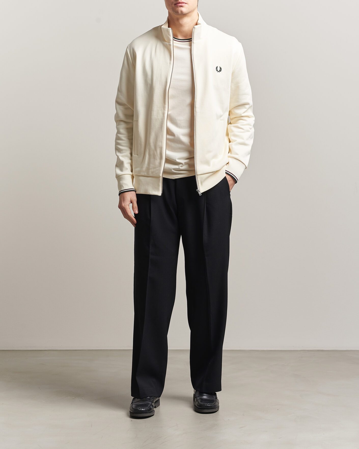 Herr | Tröjor | Fred Perry | Full Zip Sweatshirt Ecru