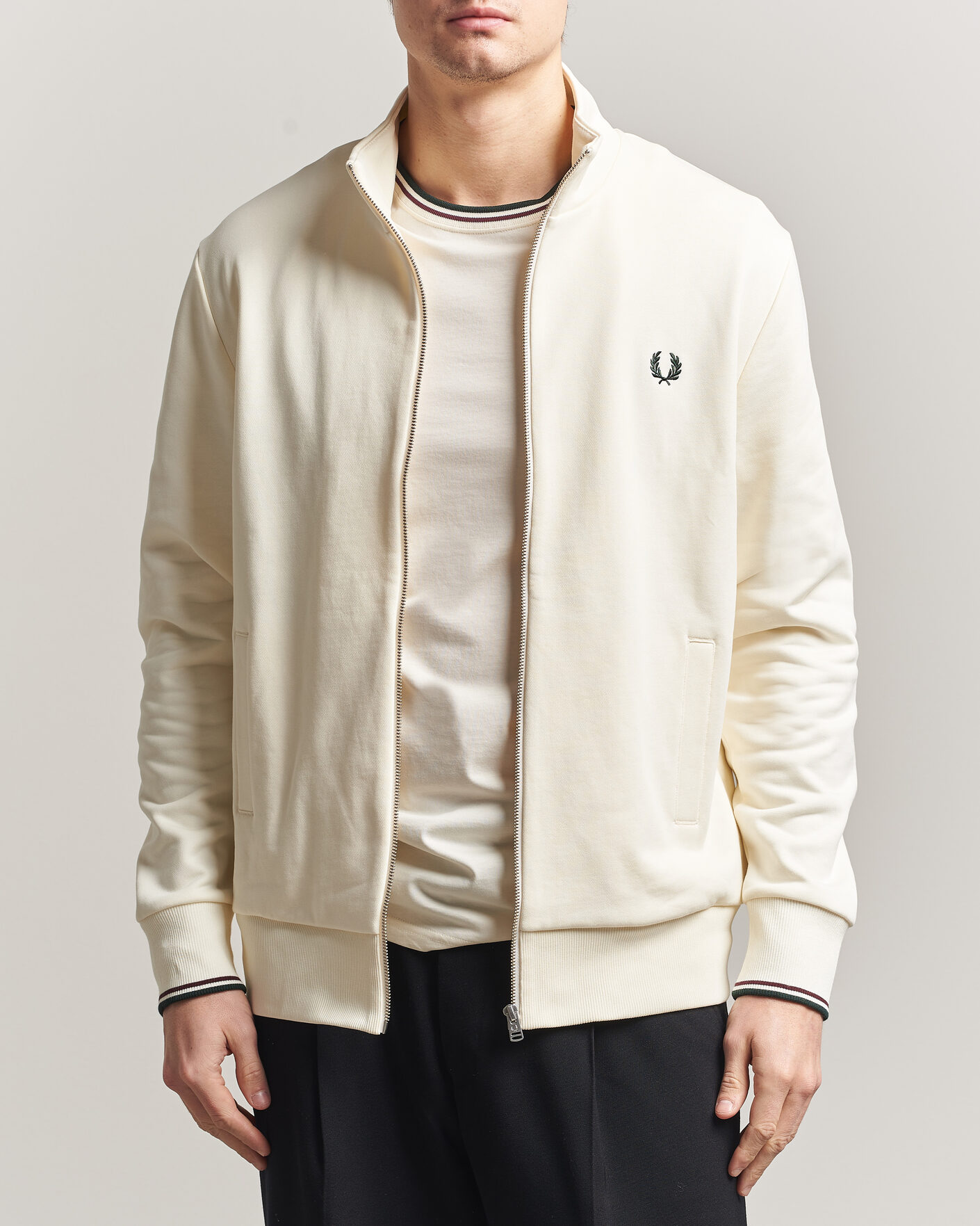 Herr | Tröjor | Fred Perry | Full Zip Sweatshirt Ecru