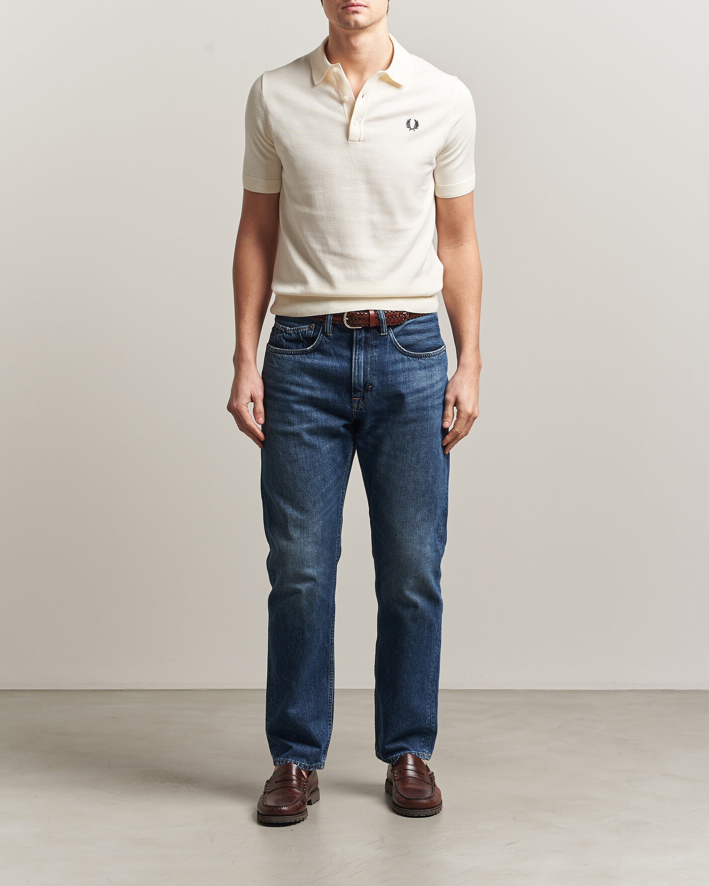 Herr | Pikéer | Fred Perry | Cotton Knitted Polo Ecru