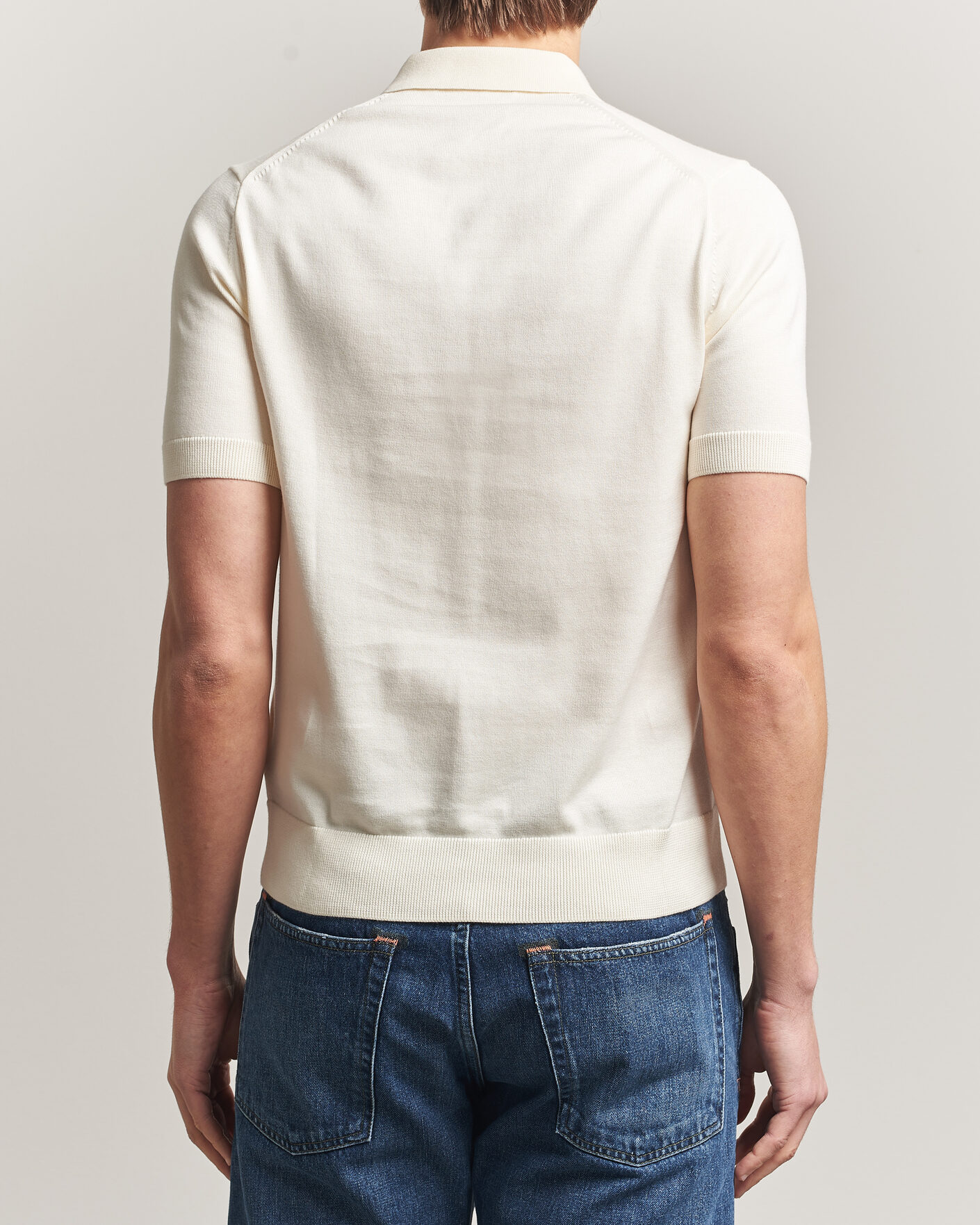Herr | Pikéer | Fred Perry | Cotton Knitted Polo Ecru