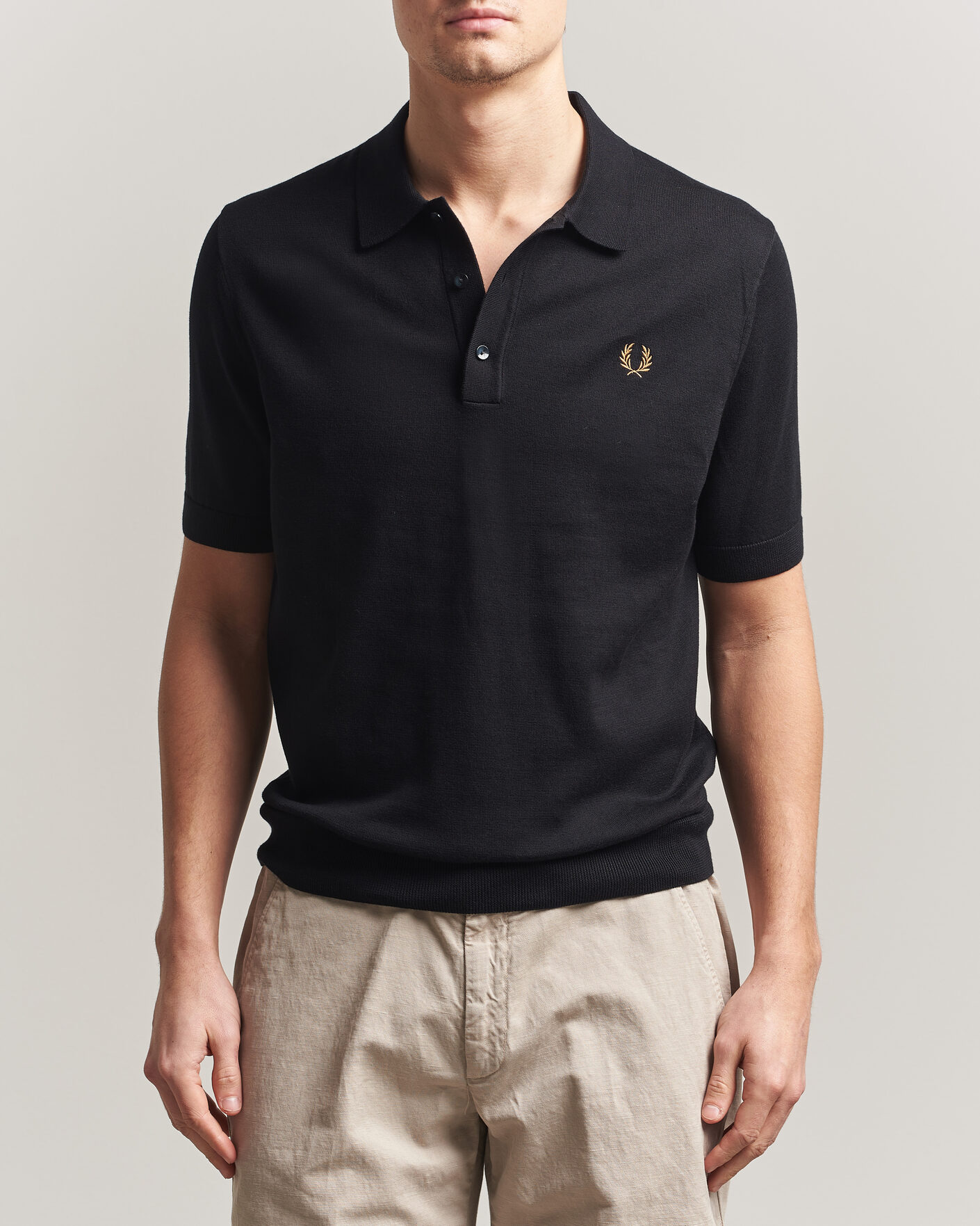Herr | Pikéer | Fred Perry | Cotton Knitted Polo Black