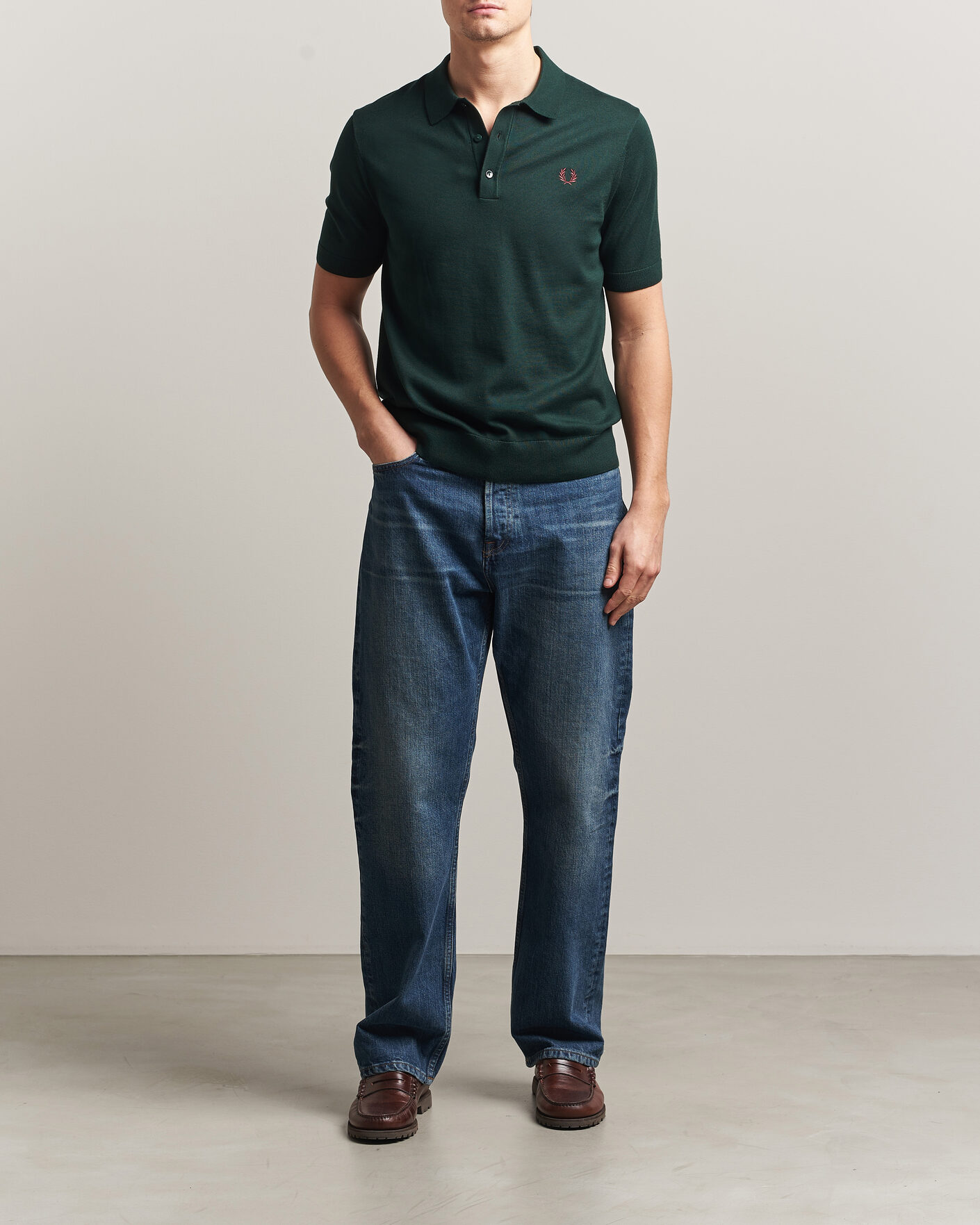 Herr | Pikéer | Fred Perry | Cotton Knitted Polo Grassroots Green