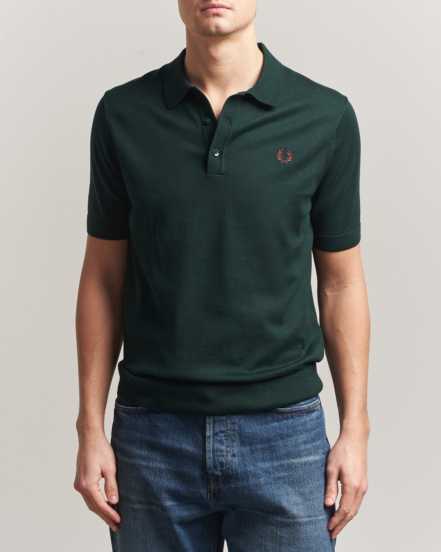 Herr | Pikéer | Fred Perry | Cotton Knitted Polo Grassroots Green