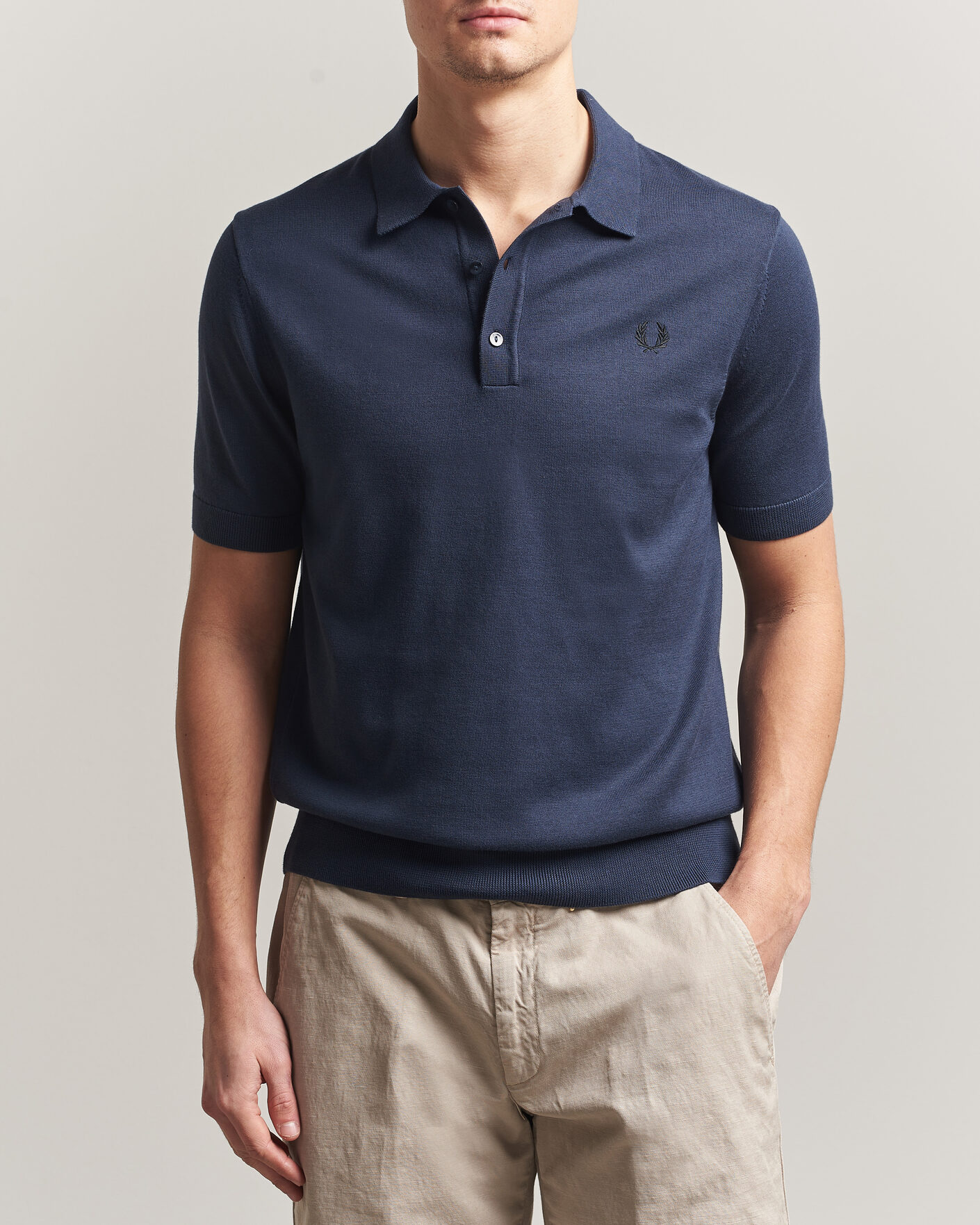 Herr | Pikéer | Fred Perry | Cotton Knitted Polo Dark Airforce