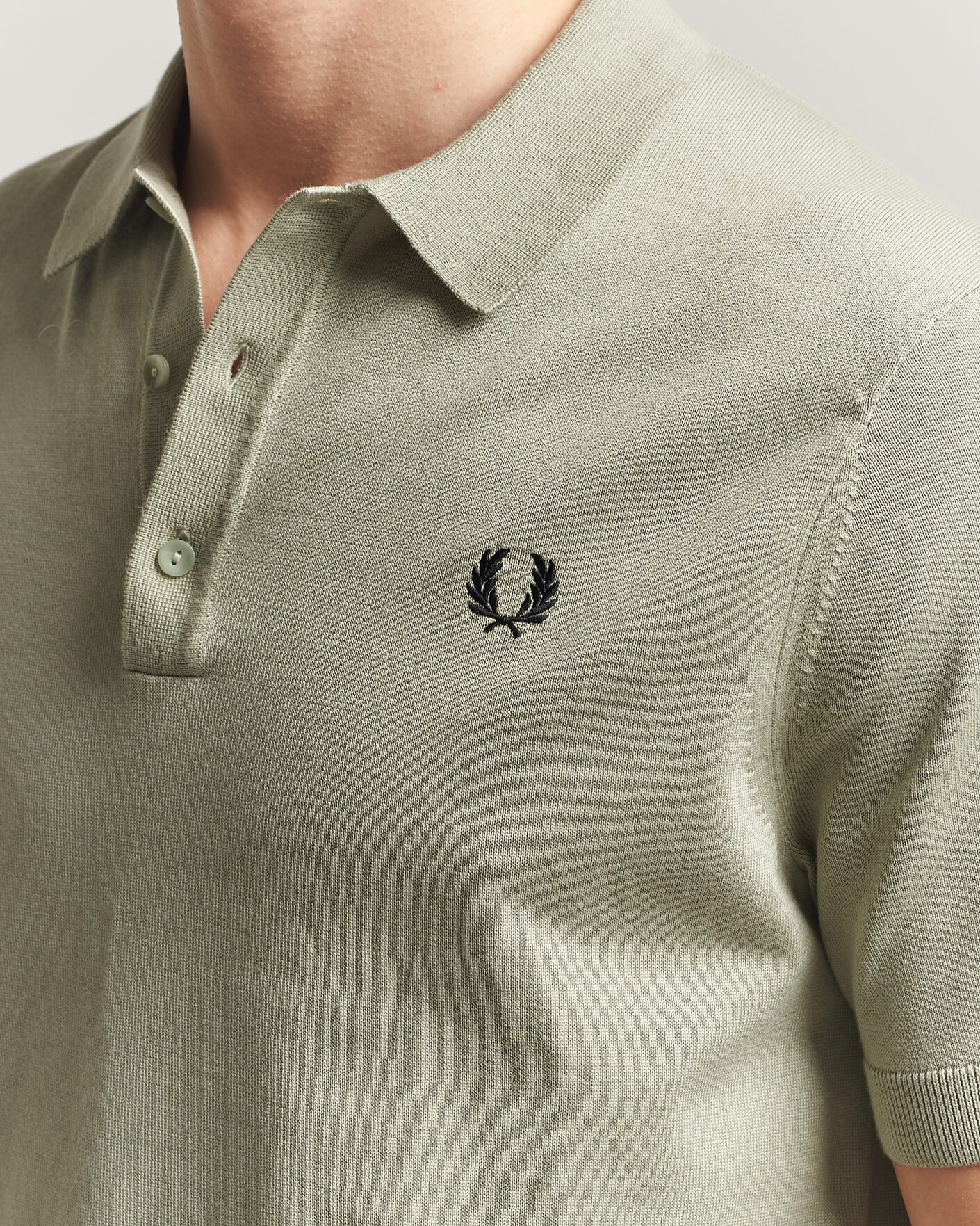 Herr | Pikéer | Fred Perry | Cotton Knitted Polo Seagrass Green