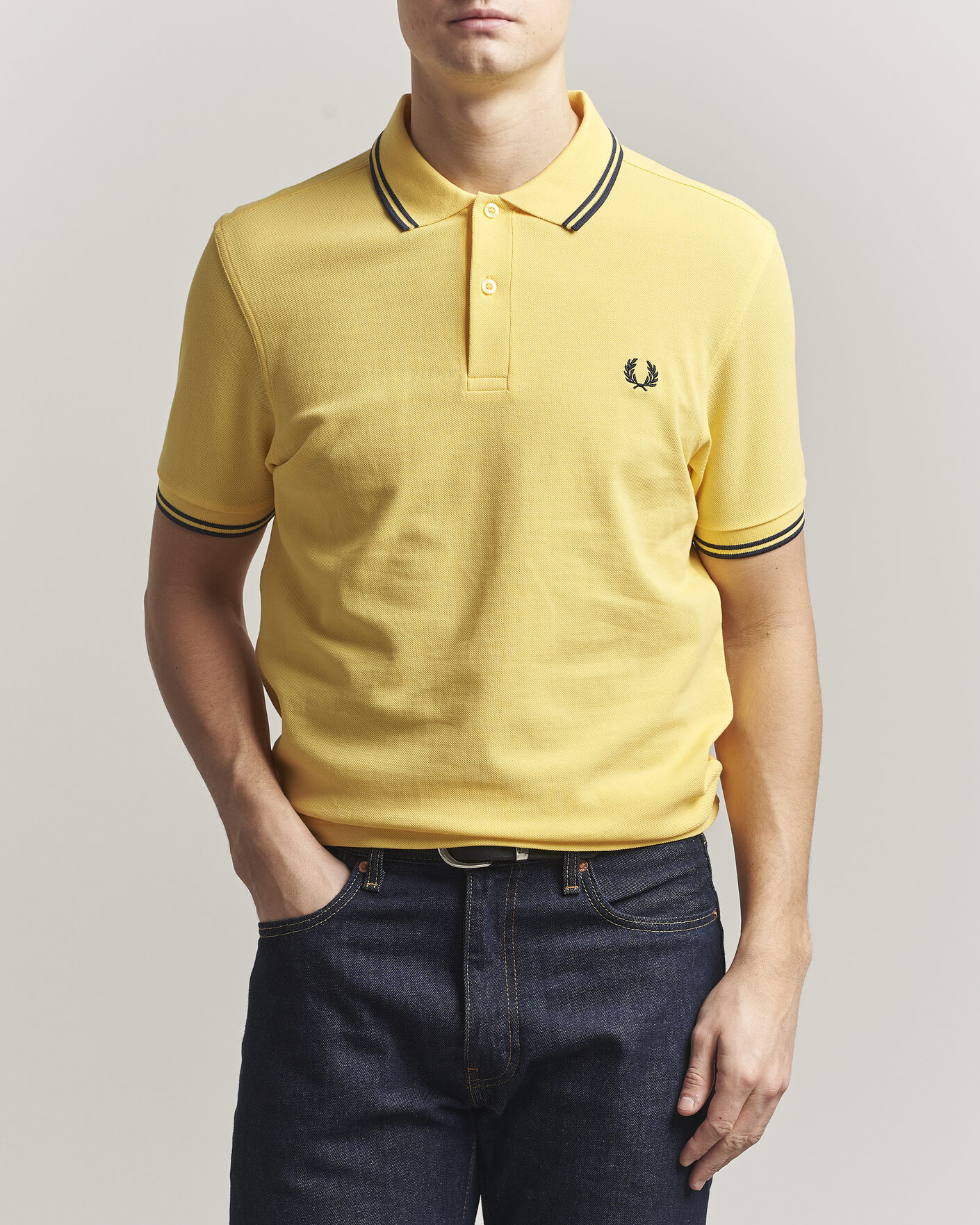 Herr | Pikéer | Fred Perry | Twin Tipped Polo Shirt Lemon Yellow