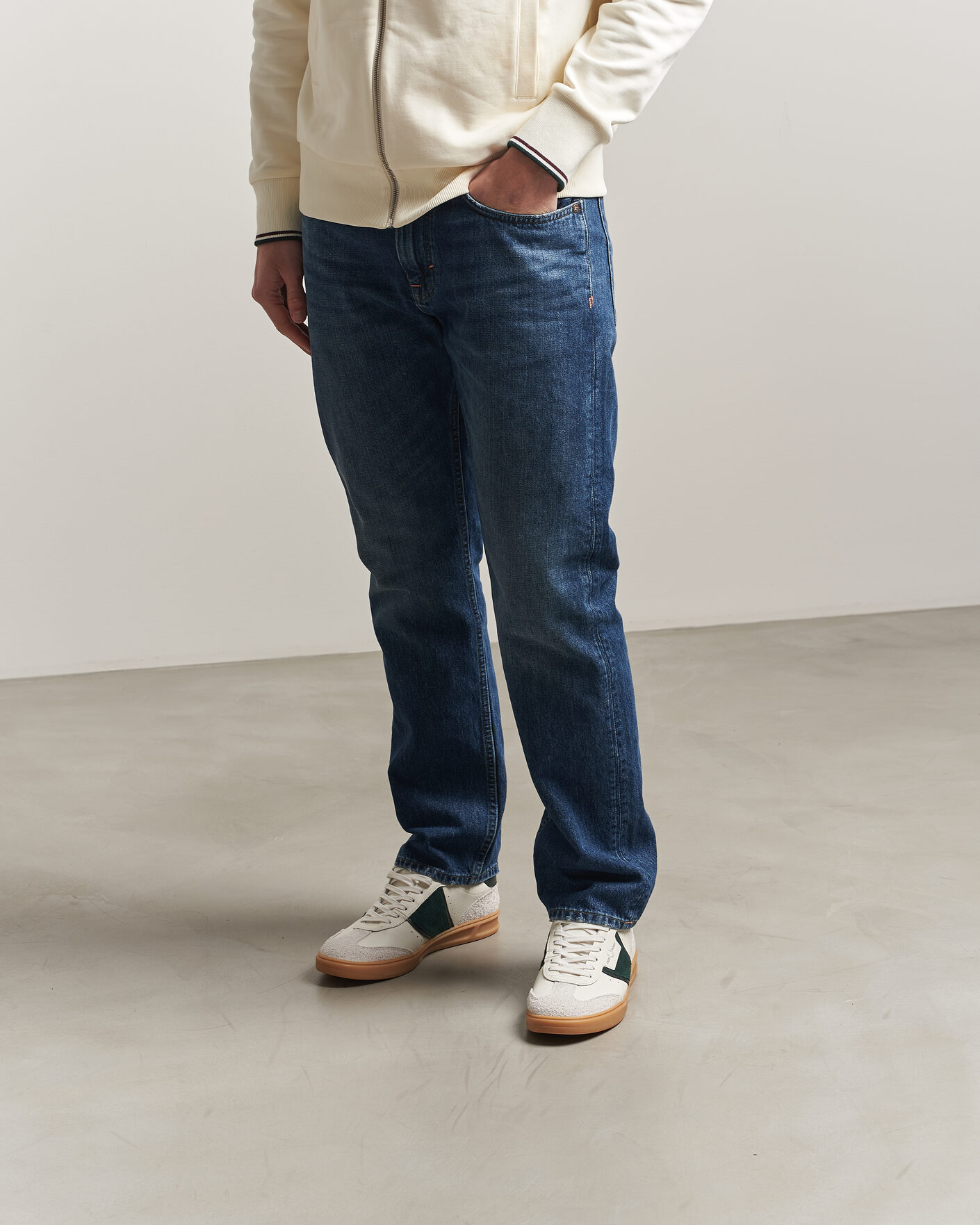 Herr | Sneakers | Fred Perry | B4 Leather/Suede Sneaker Light Ecru/Green