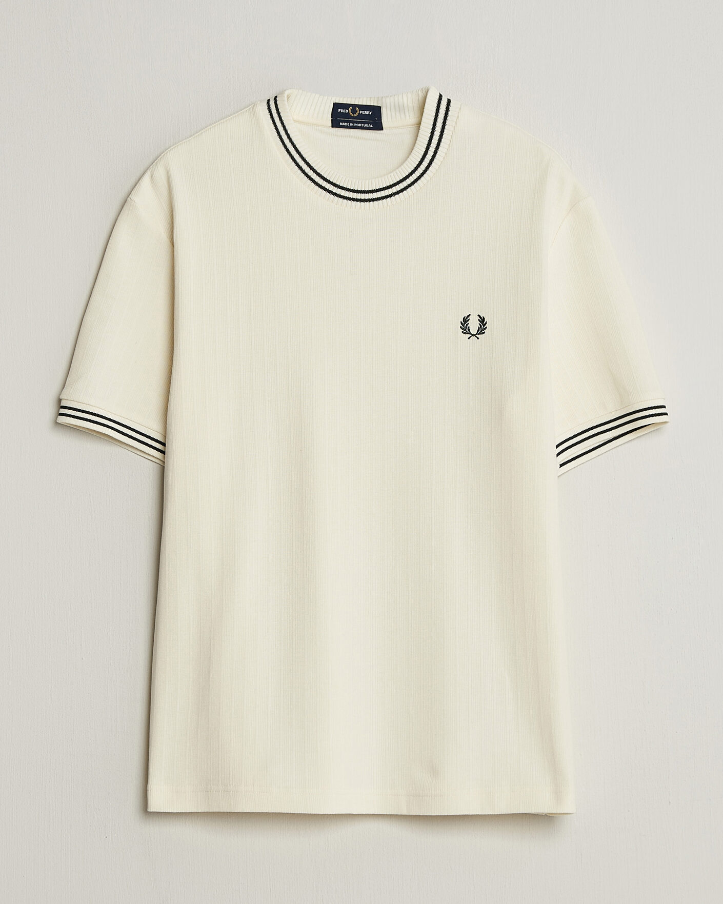 Herr | T-Shirts | Fred Perry | Rib Knitted T-Shirt Ecru