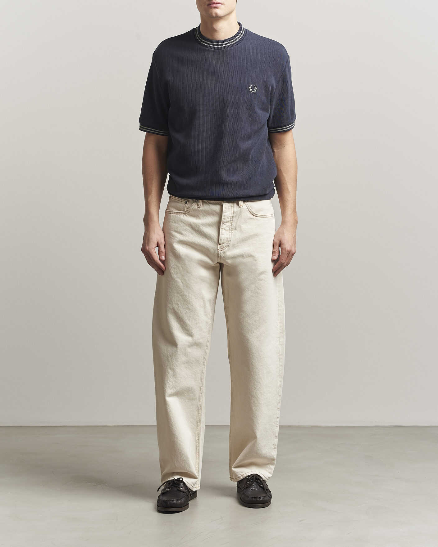 Herr | T-Shirts | Fred Perry | Rib Knitted T-Shirt Navy