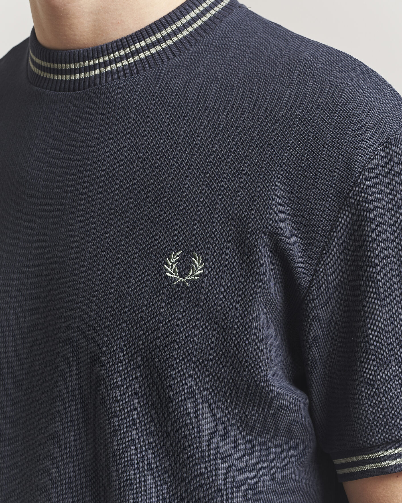 Herr | T-Shirts | Fred Perry | Rib Knitted T-Shirt Navy