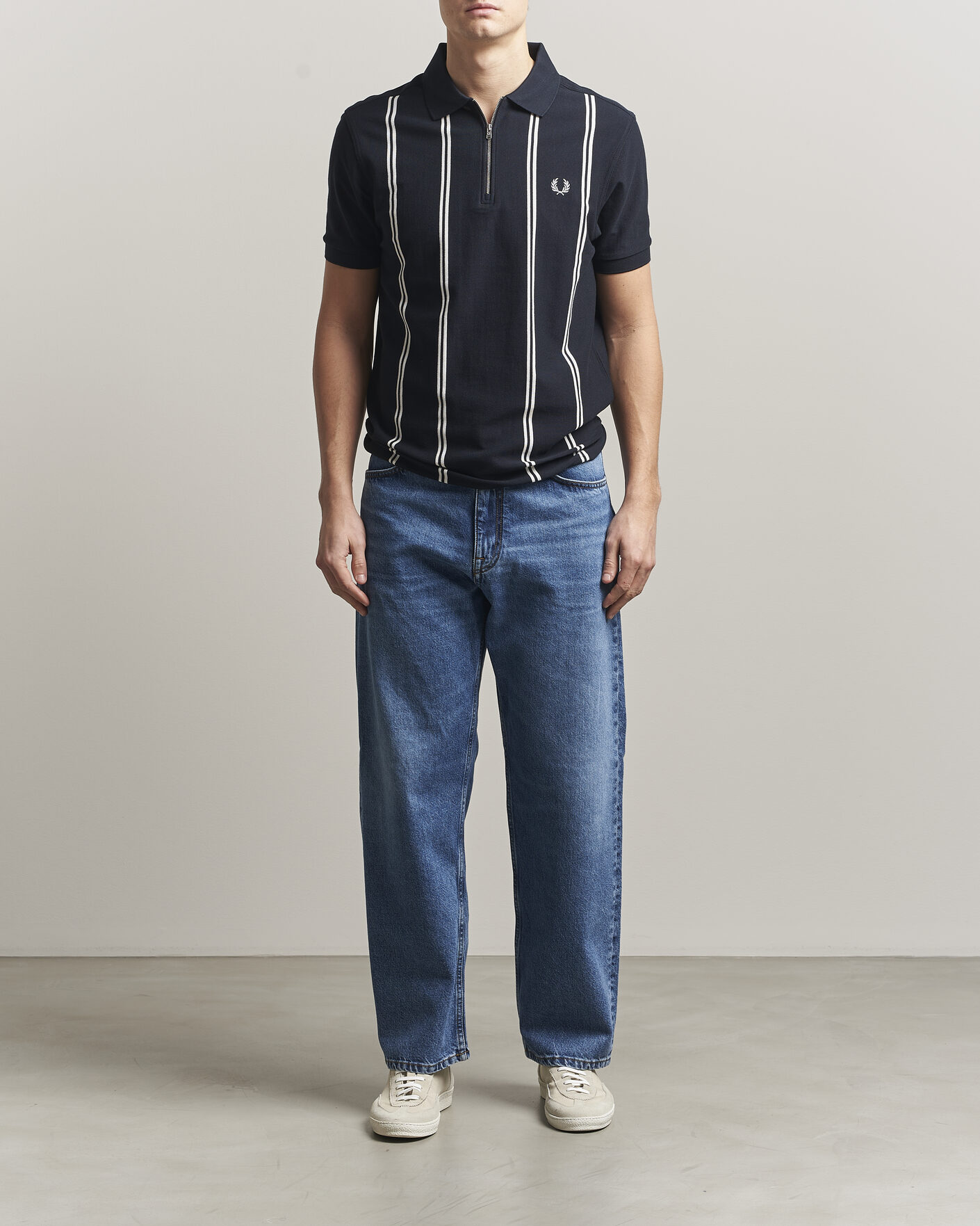Herr | Pikéer | Fred Perry | Vertical Striped Polo Navy
