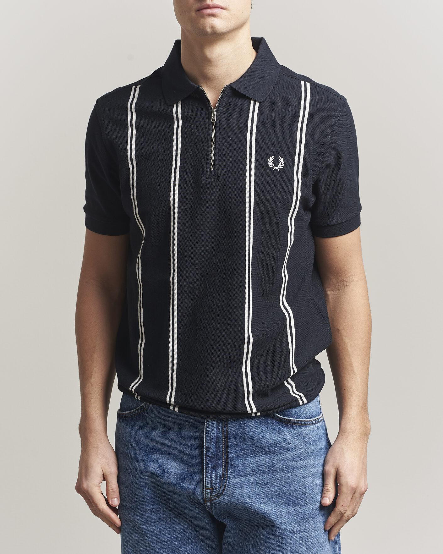 Herr | Pikéer | Fred Perry | Vertical Striped Polo Navy