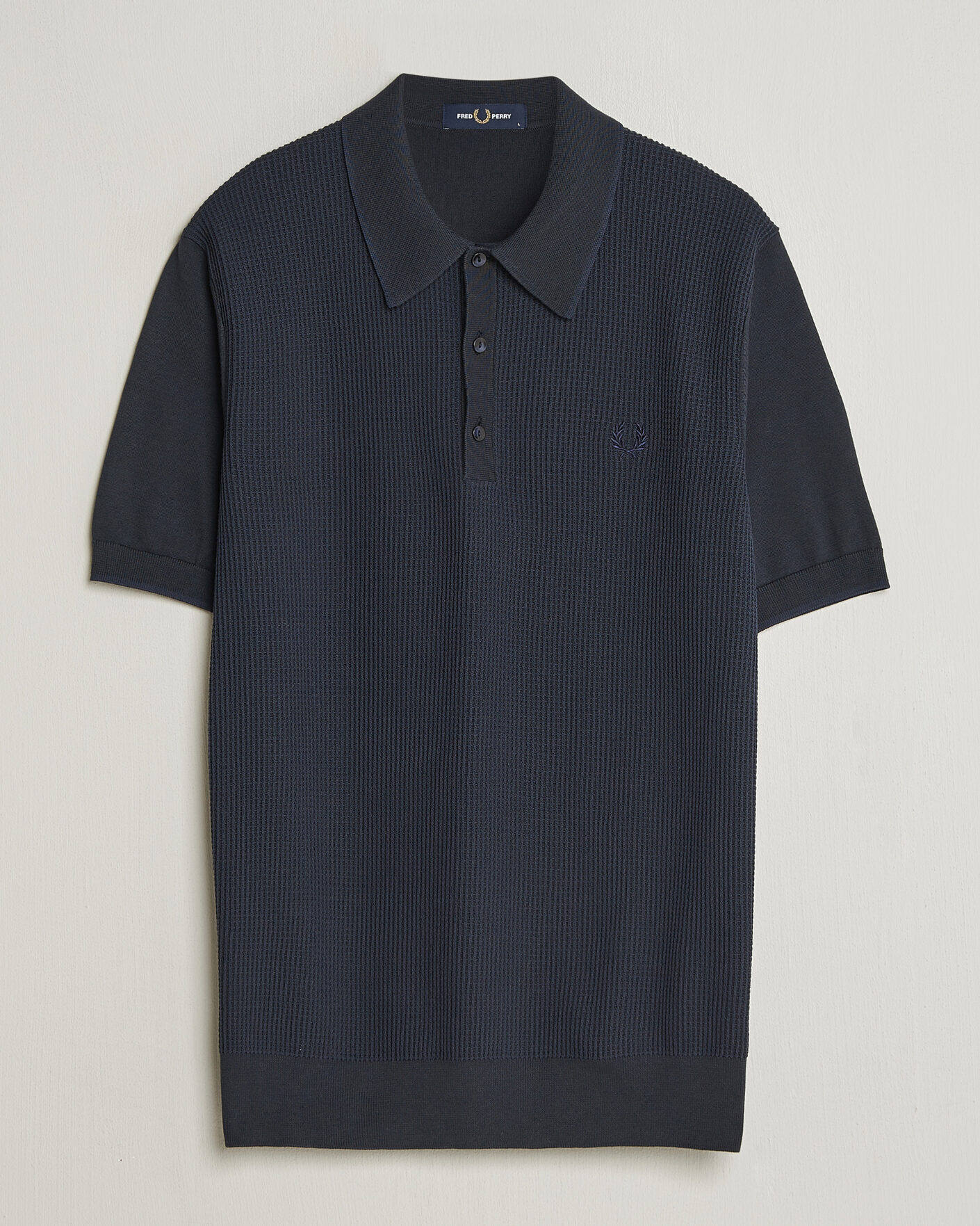 Herr | Pikéer | Fred Perry | Waffle Knitted Polo Navy