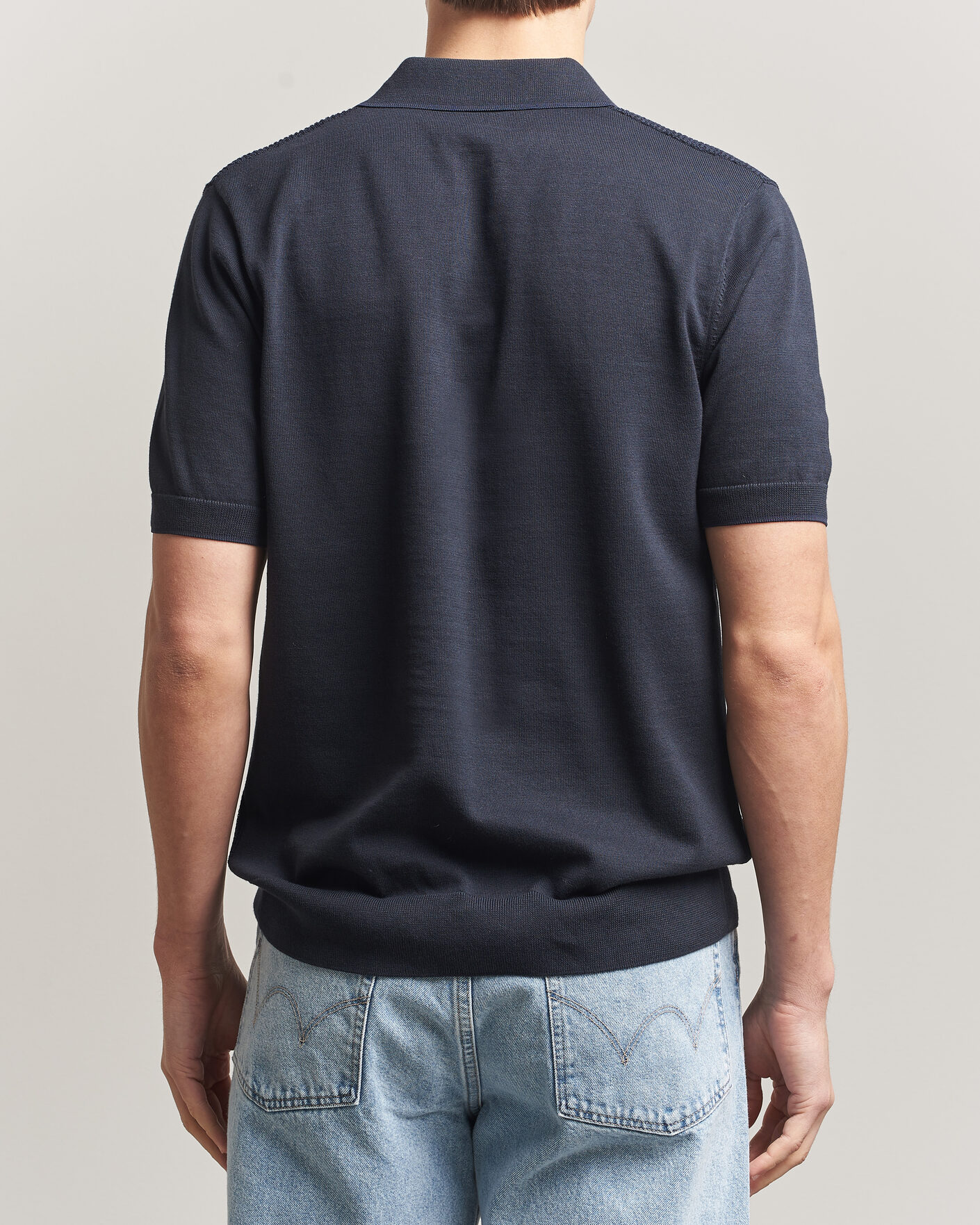 Herr | Pikéer | Fred Perry | Waffle Knitted Polo Navy