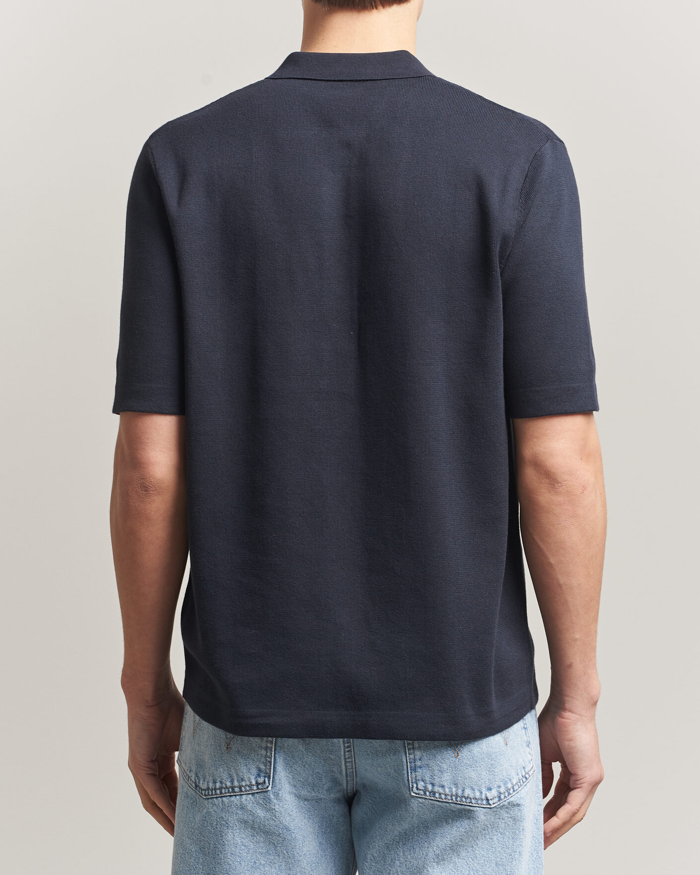 Herr | Skjortor | Fred Perry | Tonal Vertical Striped Knitted Shirt Navy