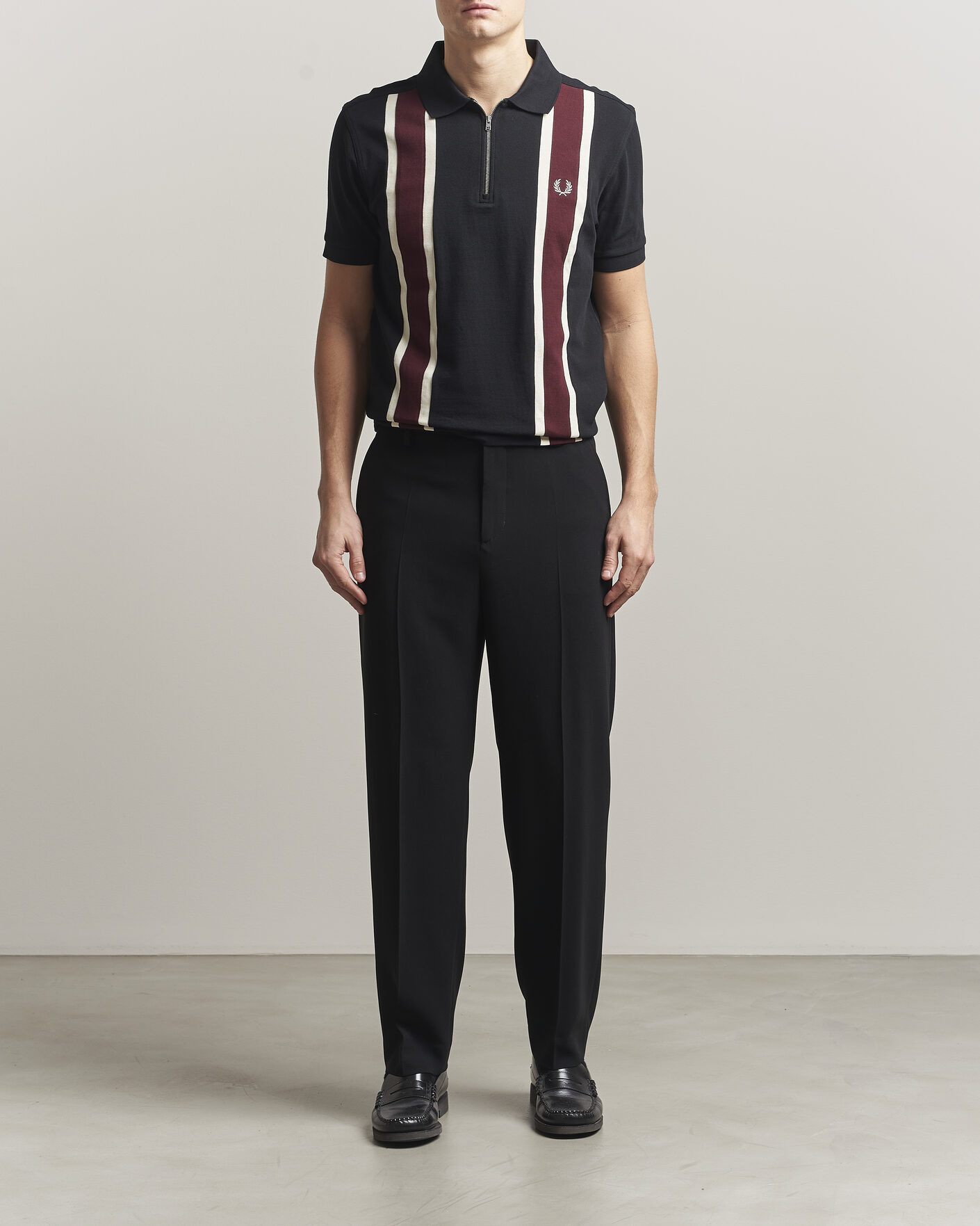 Herr | Pikéer | Fred Perry | Tramline Half Zip Polo Black