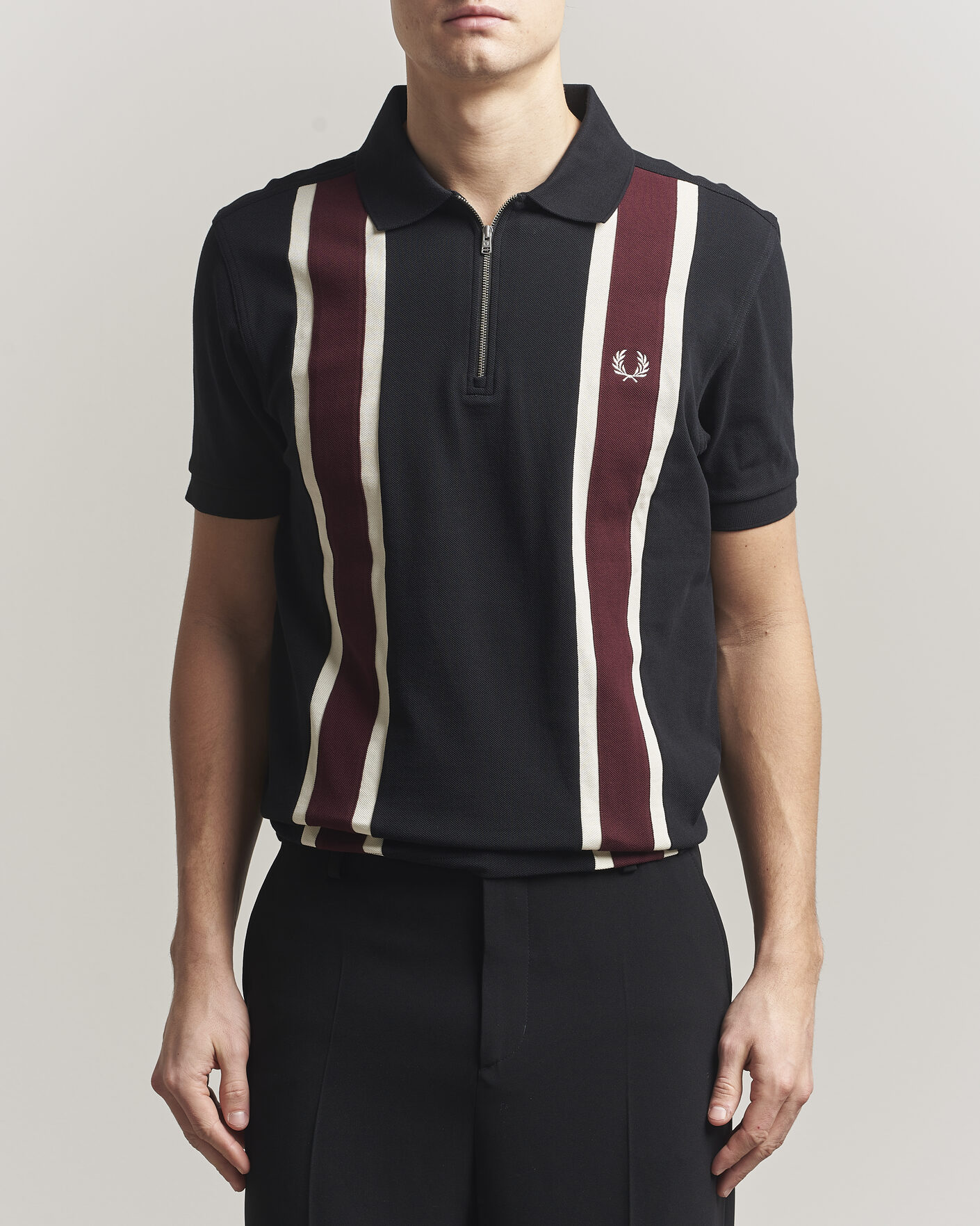 Herr | Pikéer | Fred Perry | Tramline Half Zip Polo Black
