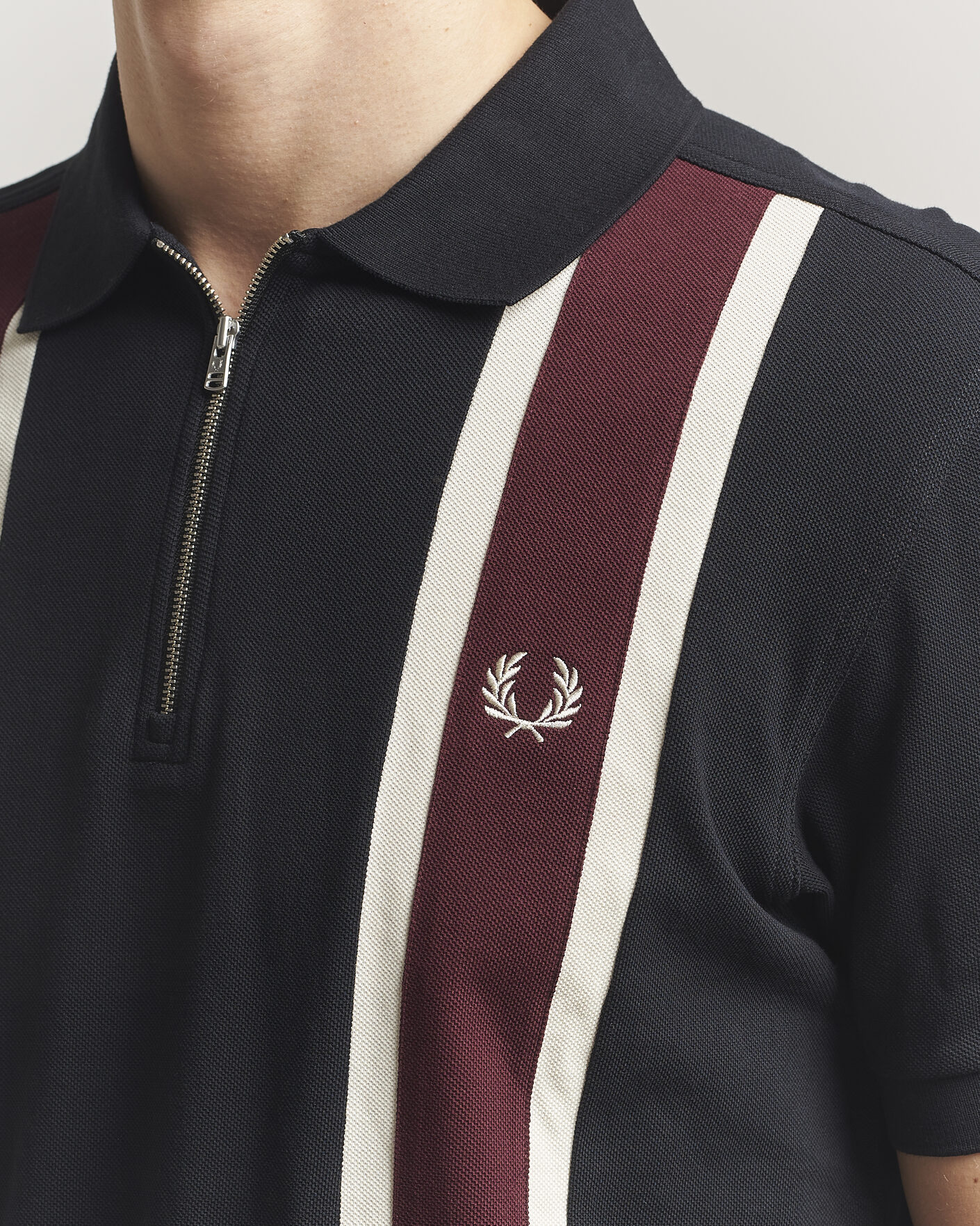Herr | Pikéer | Fred Perry | Tramline Half Zip Polo Black