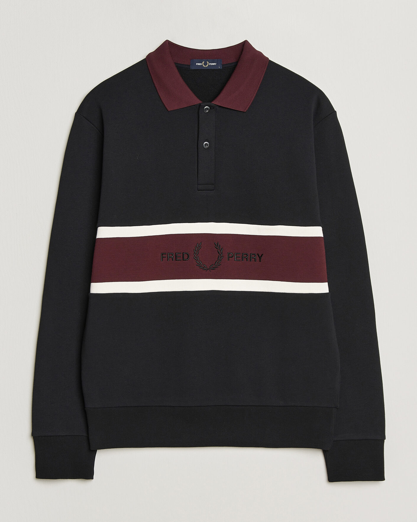 Herr | Tröjor | Fred Perry | Embroidered Paneled Polo Sweater Black