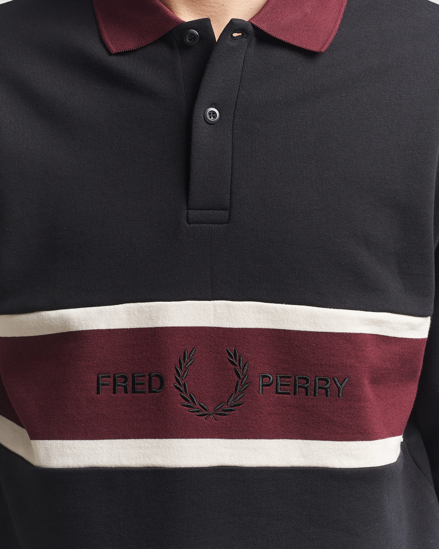 Herr | Tröjor | Fred Perry | Embroidered Paneled Polo Sweater Black