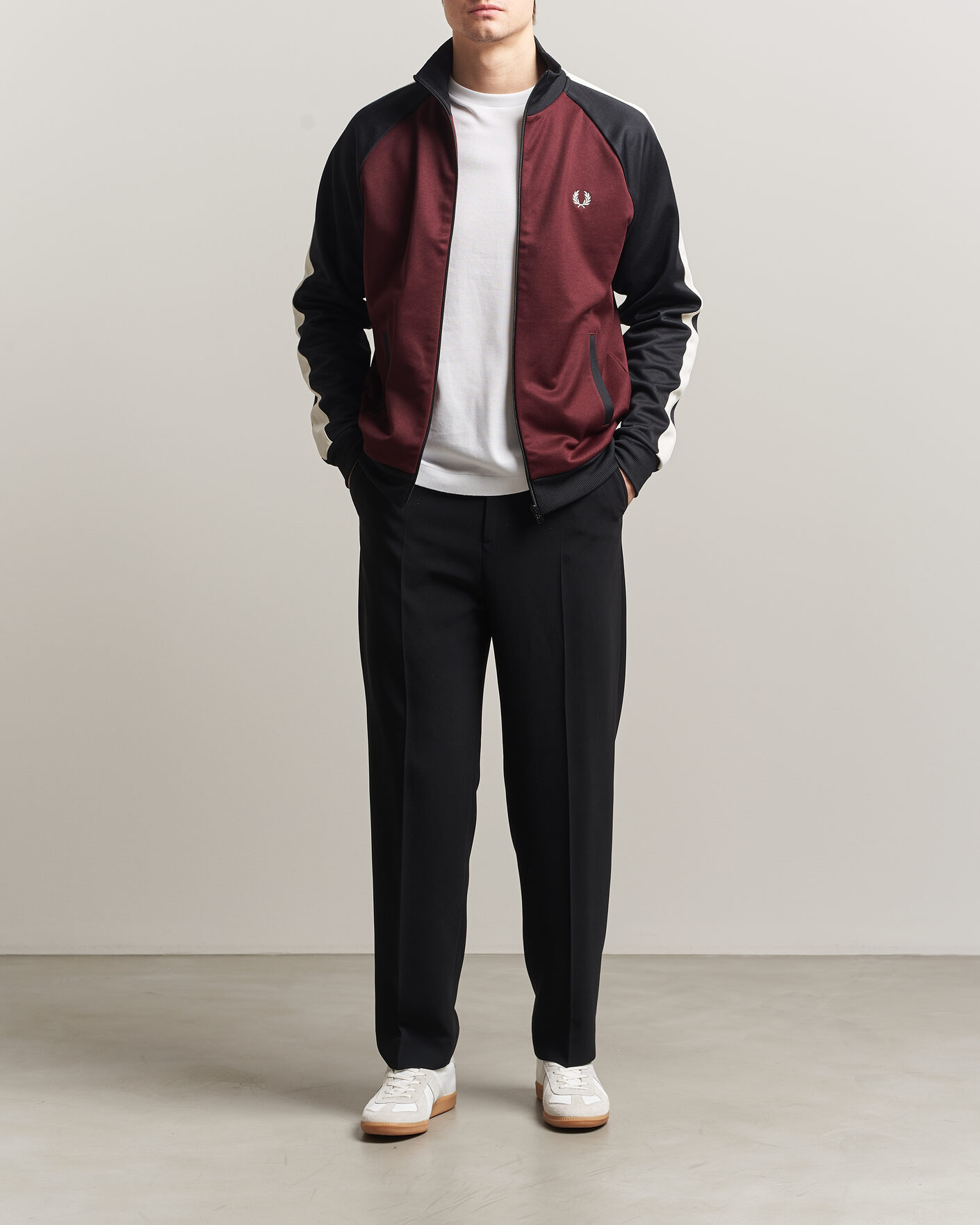 Herr | Tröjor | Fred Perry | Contrast Sleeve Track Jacket Oxblood