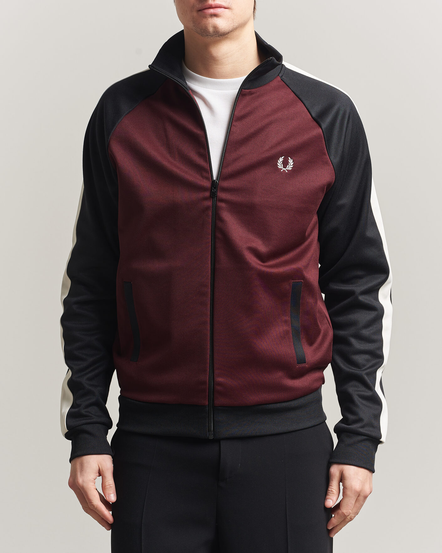Herr | Tröjor | Fred Perry | Contrast Sleeve Track Jacket Oxblood