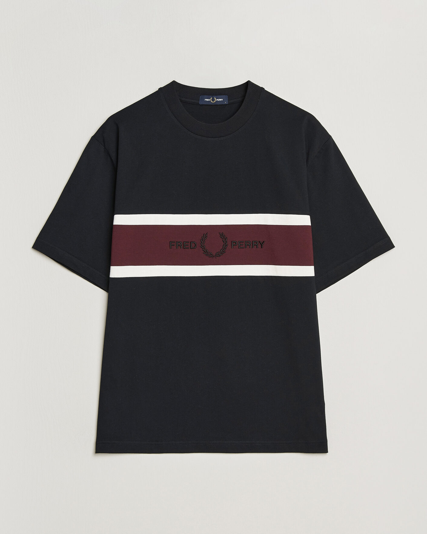 Herr | T-Shirts | Fred Perry | Embroidered Paneled T-Shirt Black