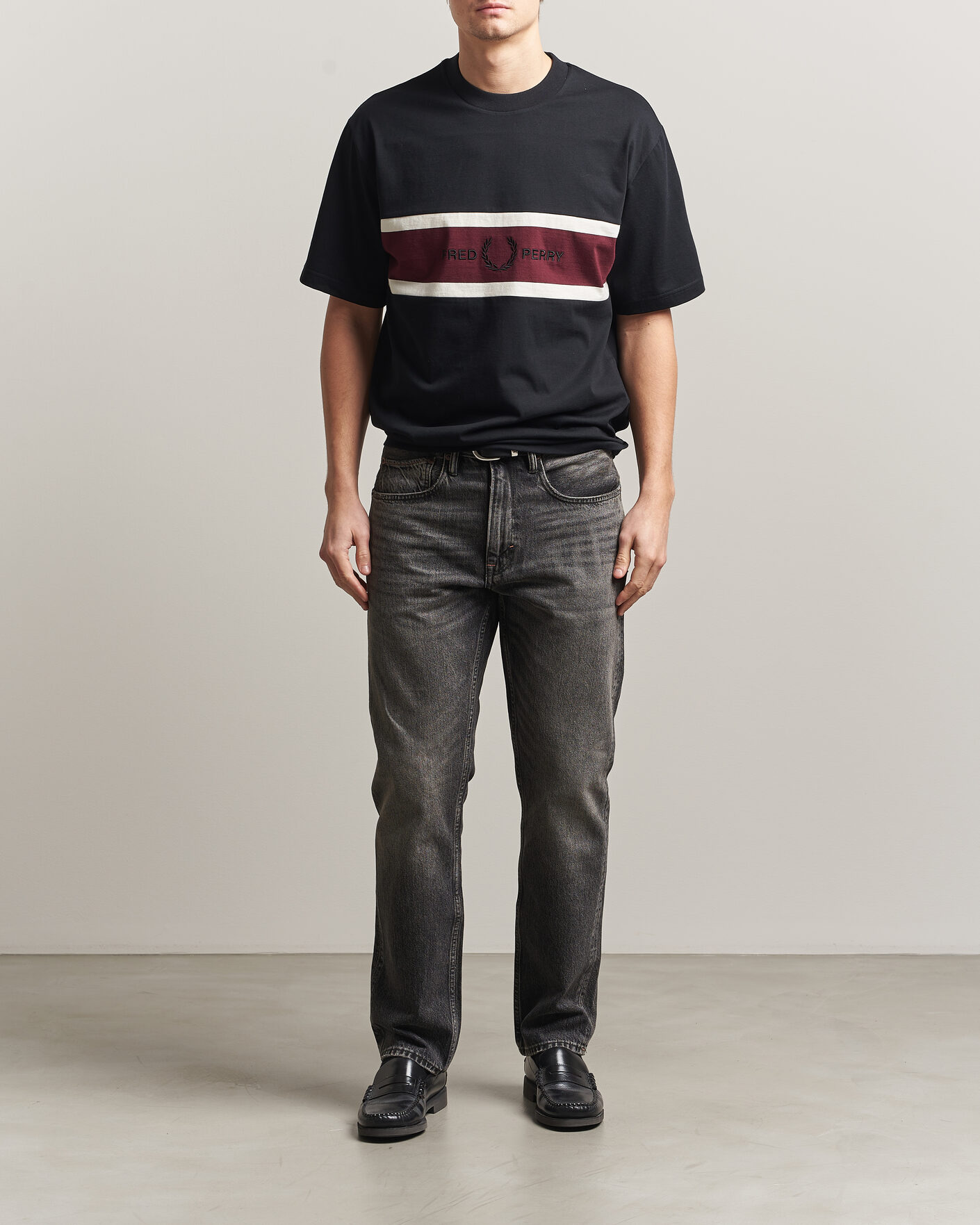 Herr | T-Shirts | Fred Perry | Embroidered Paneled T-Shirt Black