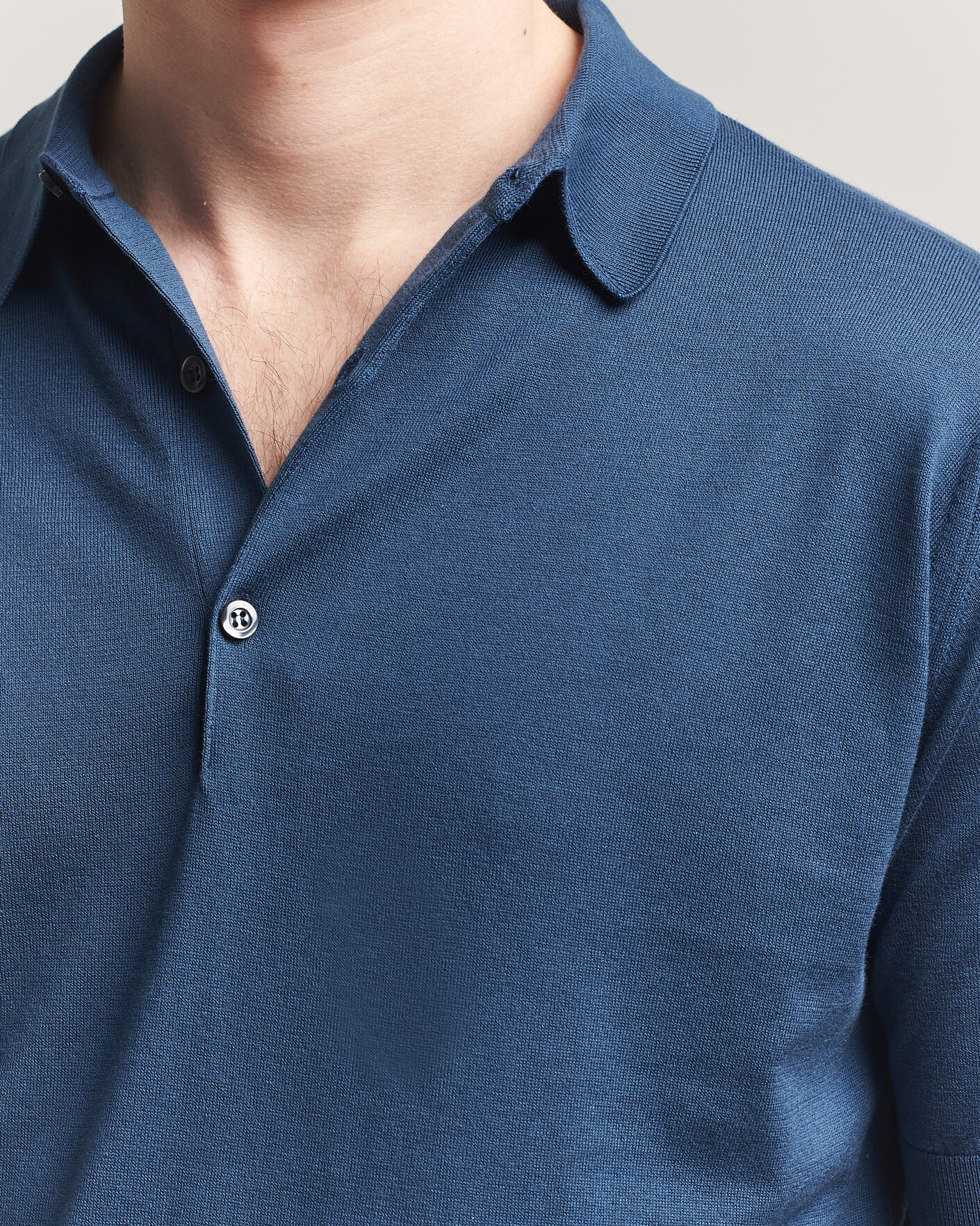 Herr | Pikéer | John Smedley | Adrian Slim Fit Sea Island Cotton Polo Delft Blue