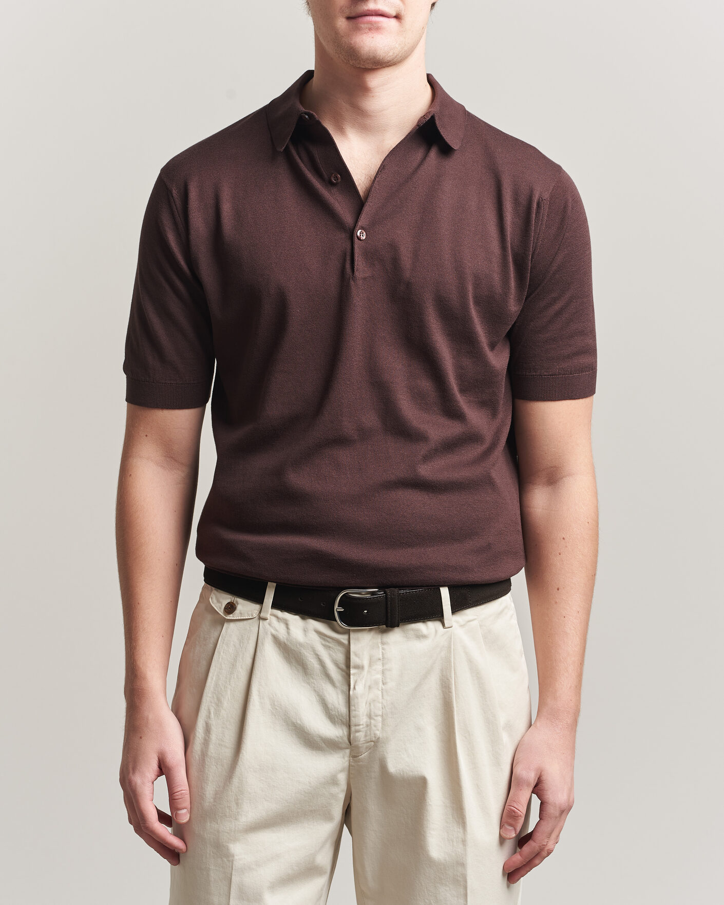 Herr | Pikéer | John Smedley | Adrian Slim Fit Sea Island Cotton Polo Raisin Brown